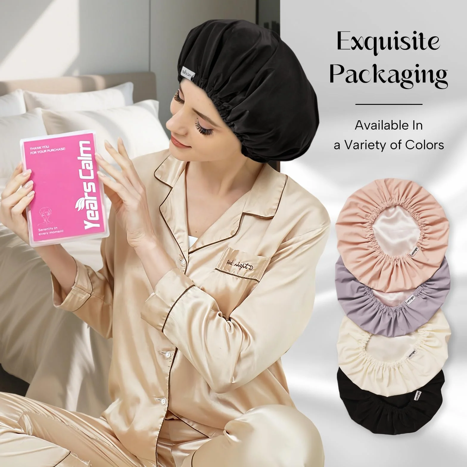 Bonnet de douche réutilisable imperméable double couche pour femme noir taille unique