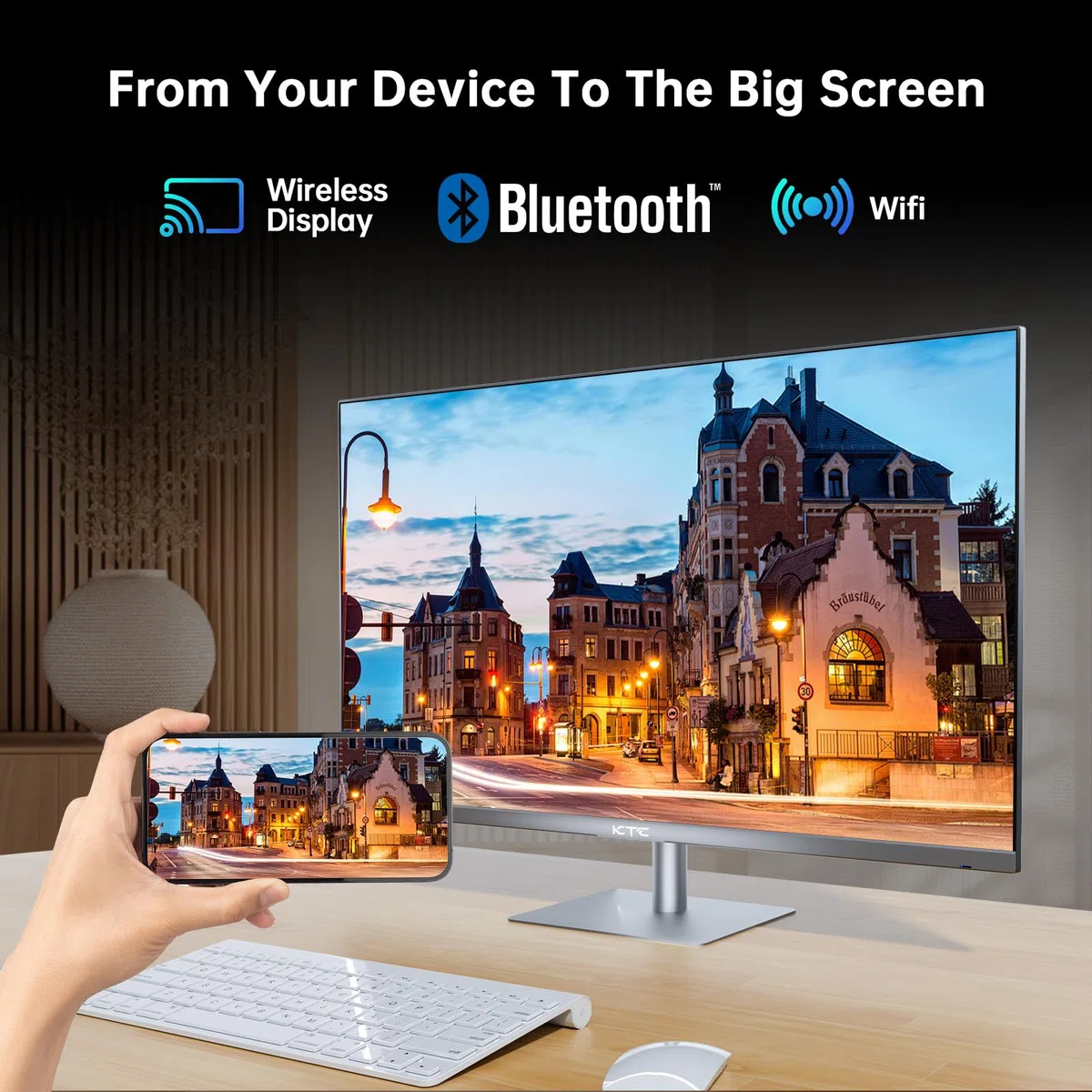Smart Monitor 32 Pouces avec système Smart TV | 4K@60Hz | Bluetooth, WiFi, Haut-Parleur, KVM | Voice Remote | Dolby | HDMI 2.1, DP 1.4, PD 65W USB C (DP), USB-A x 4