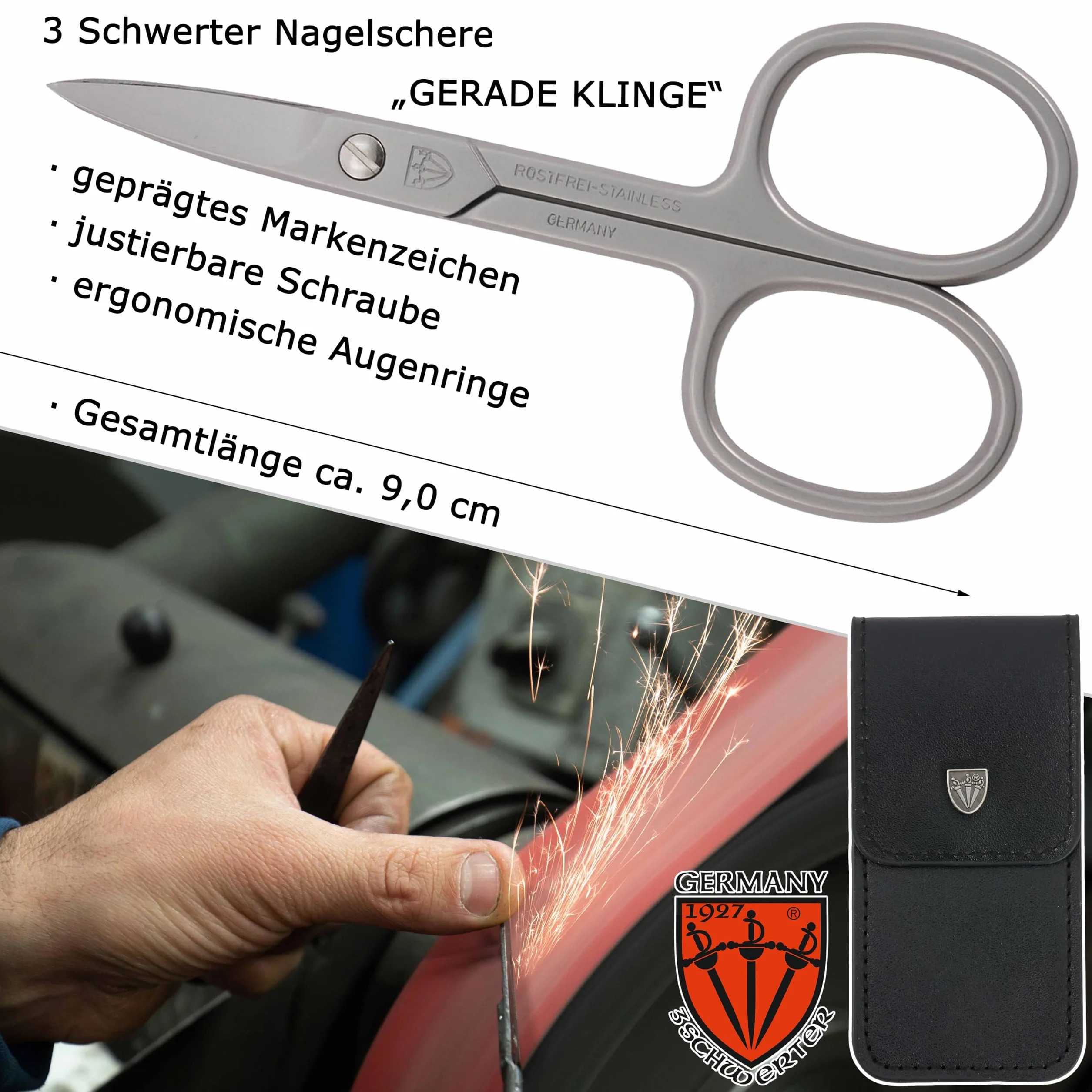 Drei Schwerter Ciseaux à peau arrondie en acier inoxydable Ciseaux À Ongles Droits
