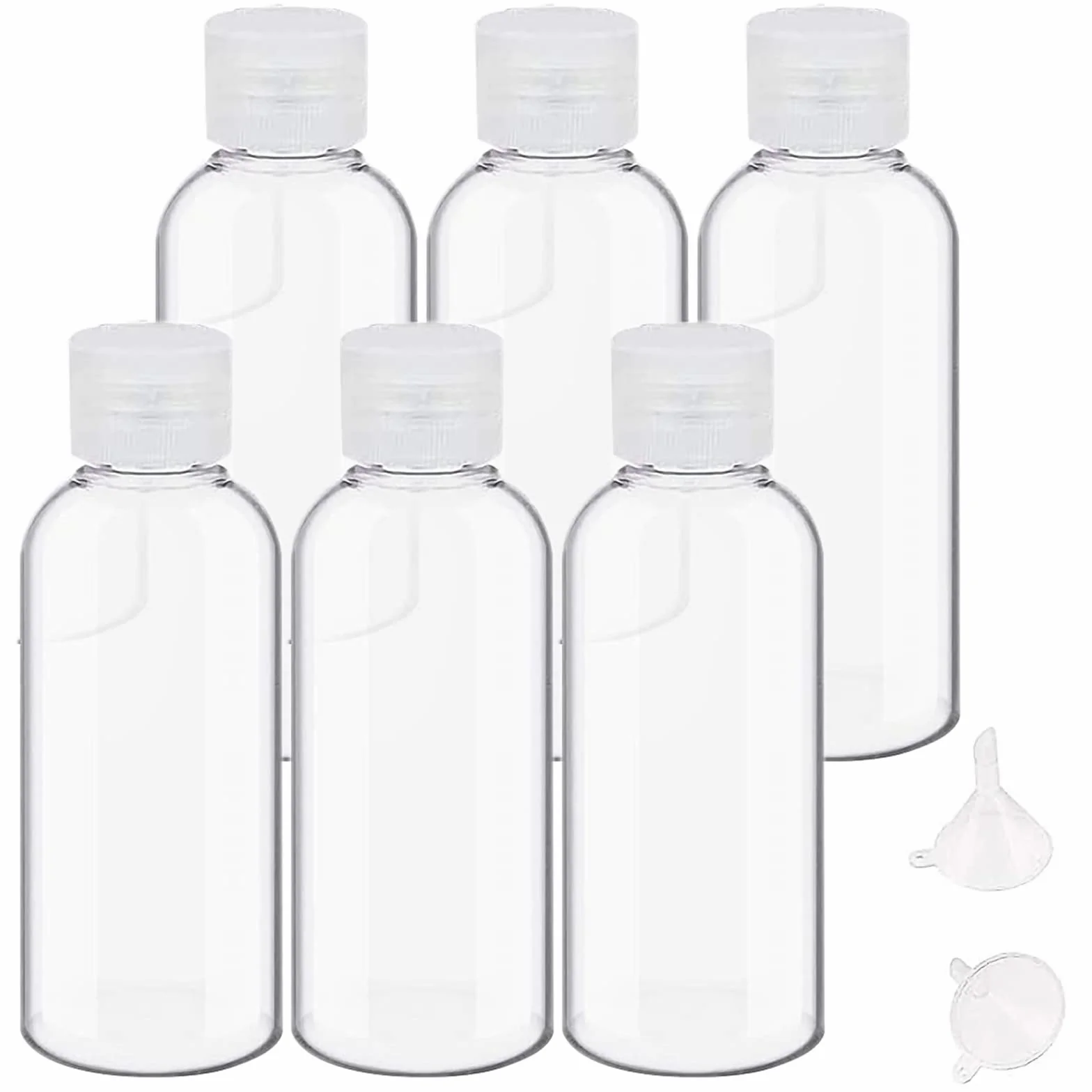 Flacons Vide de Voyage 100ml Bouteilles Plastique avec Entonnoirs pour Cosmétiques Lotion Shampoing