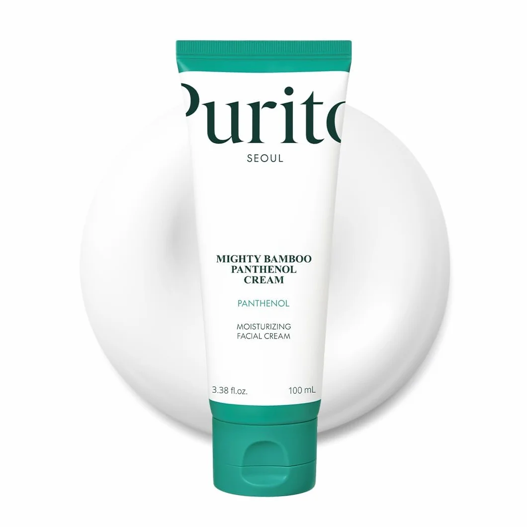 PURITO Mighty Bamboo Panthenol Cream 3.38 fl oz Post-Acne Moisturizer Silicone-Free Non-Comedogenic Vegan Korean Skincare
