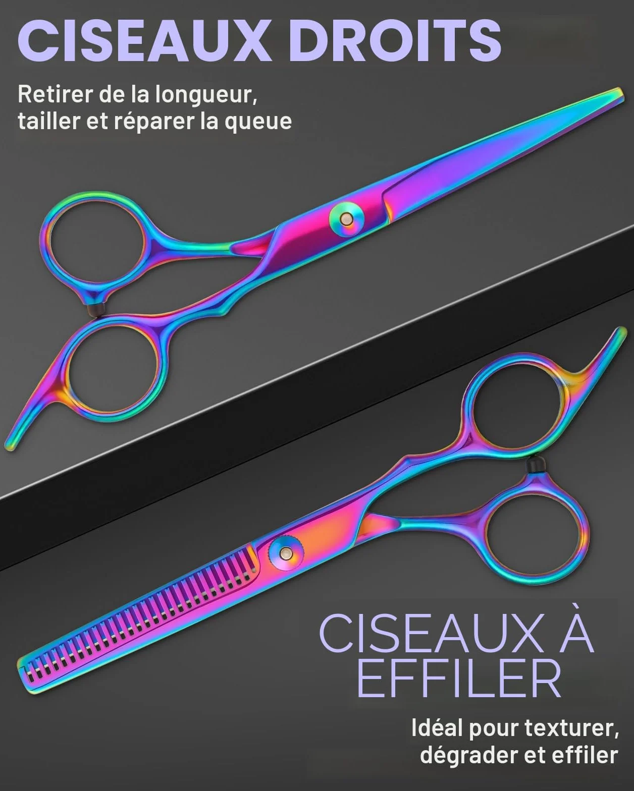 Lictin Ciseaux Coiffeur Professionnels 13 en 1 6.7" Acier Inoxydable avec Peigne Multicolore