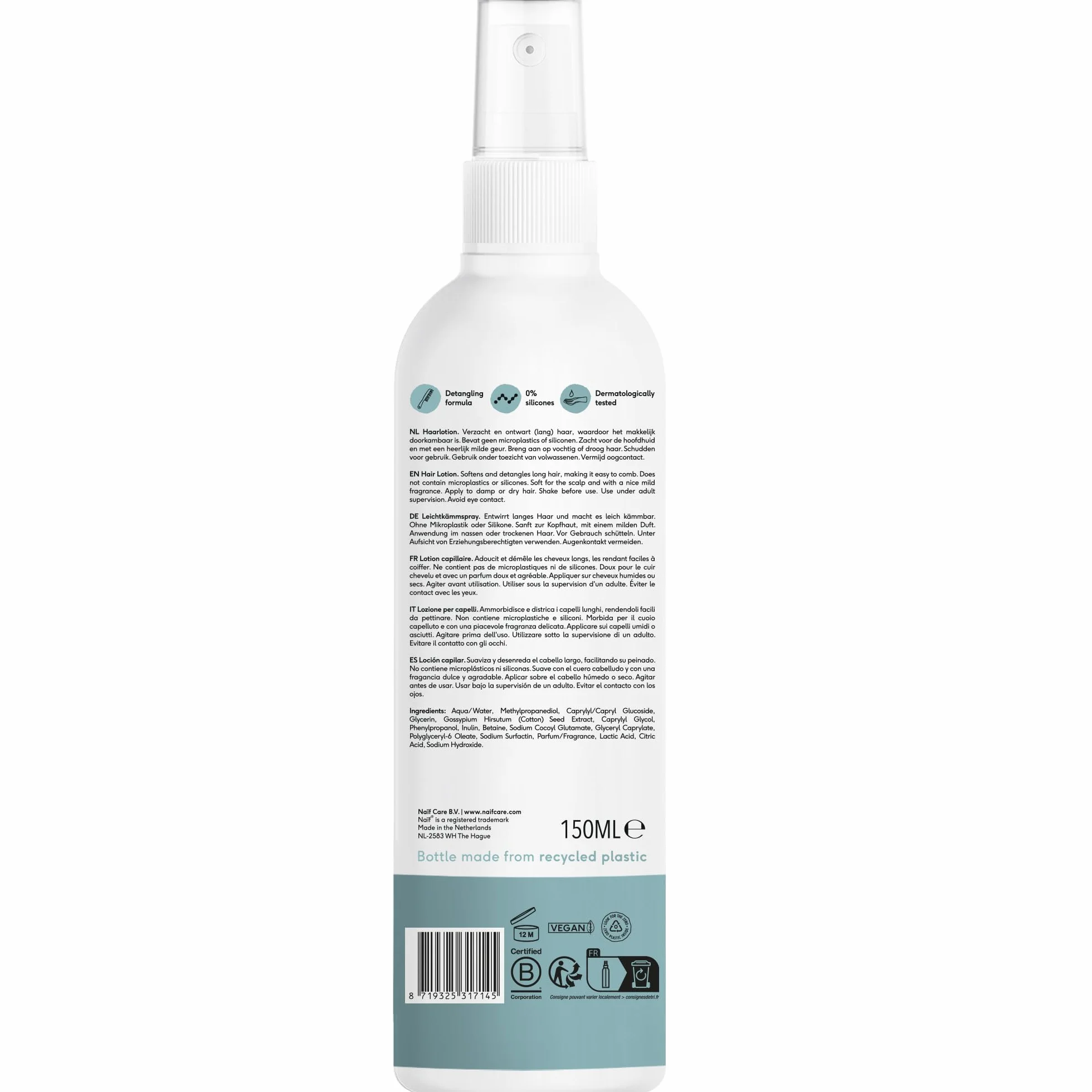 Naïf Spray Démêlant Facile Bébé & Enfant Hydratant 150 ml