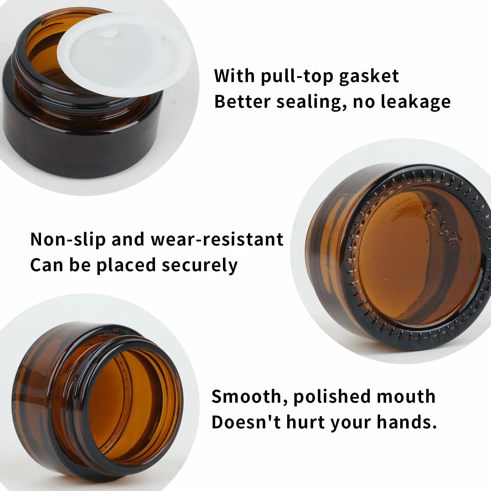 Pots en verre ambré cosmétiques vides avec couvercles 14 x 20 ml