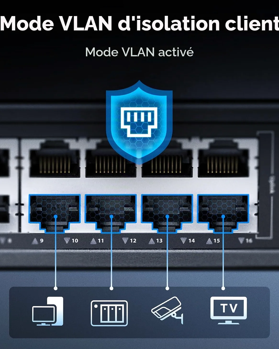 Cudy GS1016 Switch 16 Ports Gigabit,Bureau/Rackable, Boîtier Métal, Energy Efficient, Fanless, Plug and Play | 16 ports GbE, débit à vitesse filaire, 2000 adresses MAC, paquets jumbo de 16000 octets, isolation des ports/mode 250 m