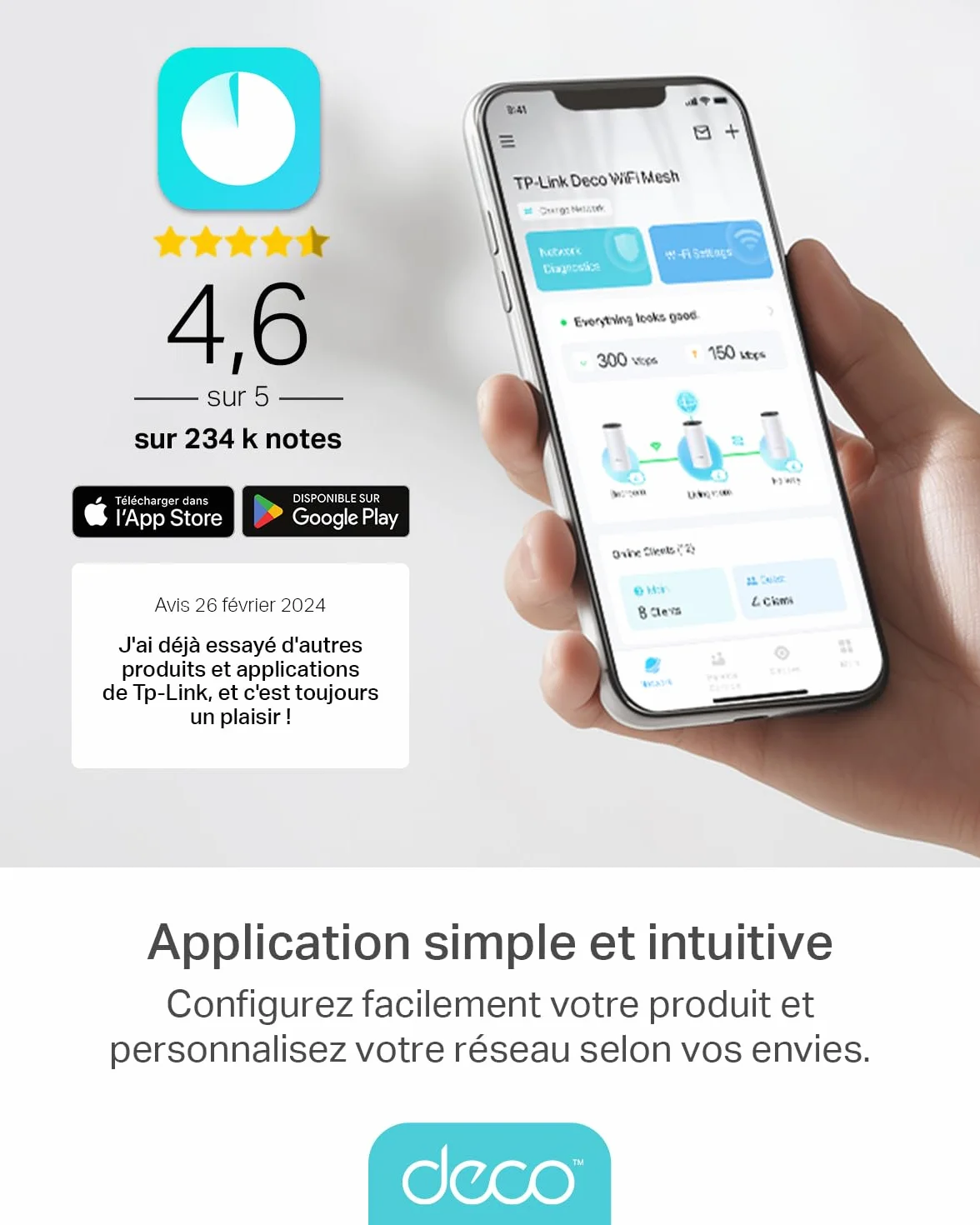 TP-Link Deco M4 Système WiFi Mesh 3-pack - Contrôle parental, ports Ethernet Gigabit, couverture 370m², Blanc