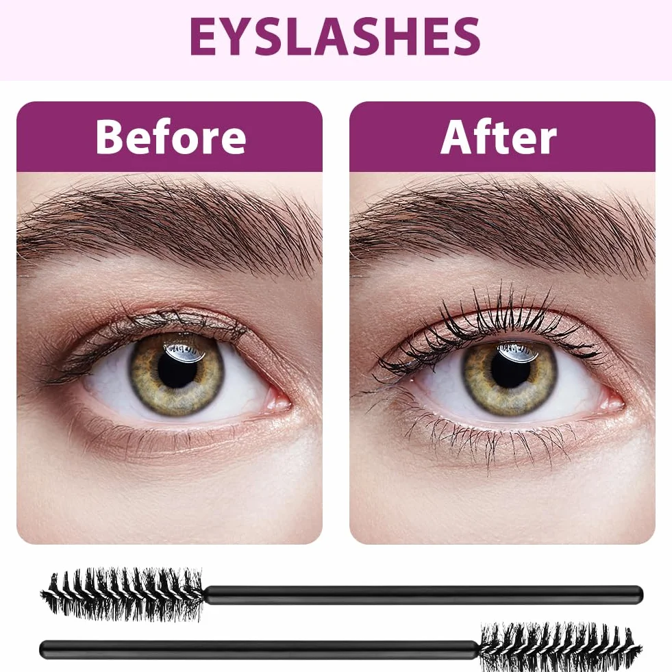 50PCS Brosses à Cils Jetables, Applicateur Maquillage Extension Cils Sourcils Noir