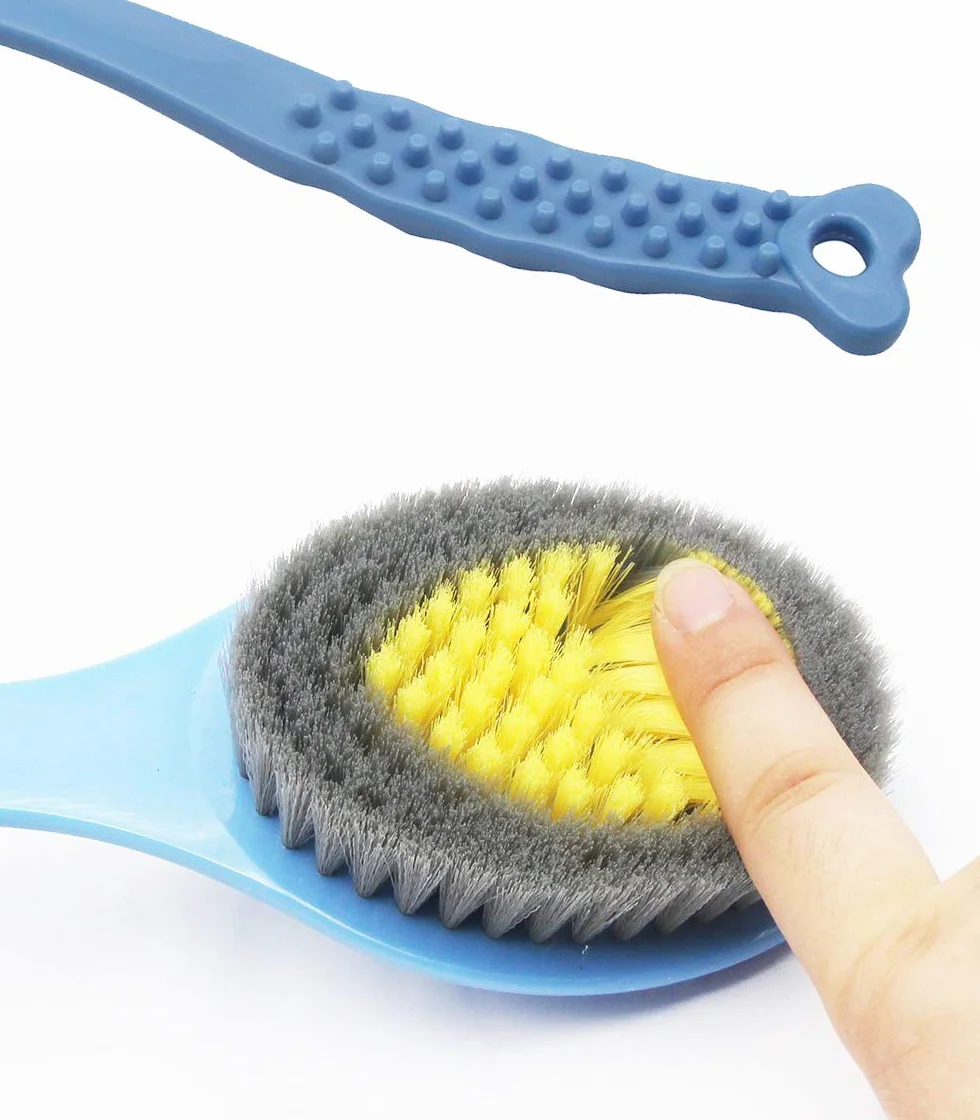QiCheng&LYS brosse de bain à manche long, brosse de massage corporelle douce, nettoyage du dos (bleu)