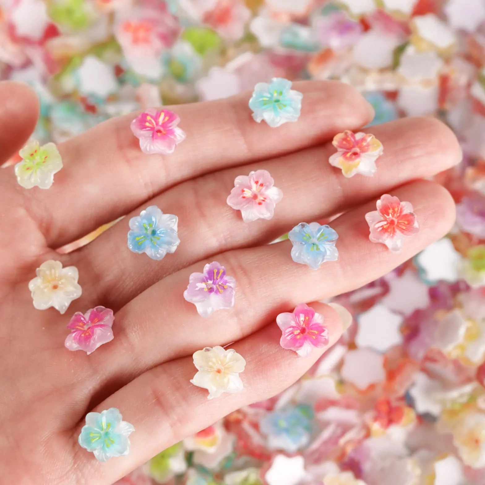 80 Pièces Fleur Charms Nail, Strass Scintillants, Accessoires Design d'Ongles, Fleurs Déco, Y2K