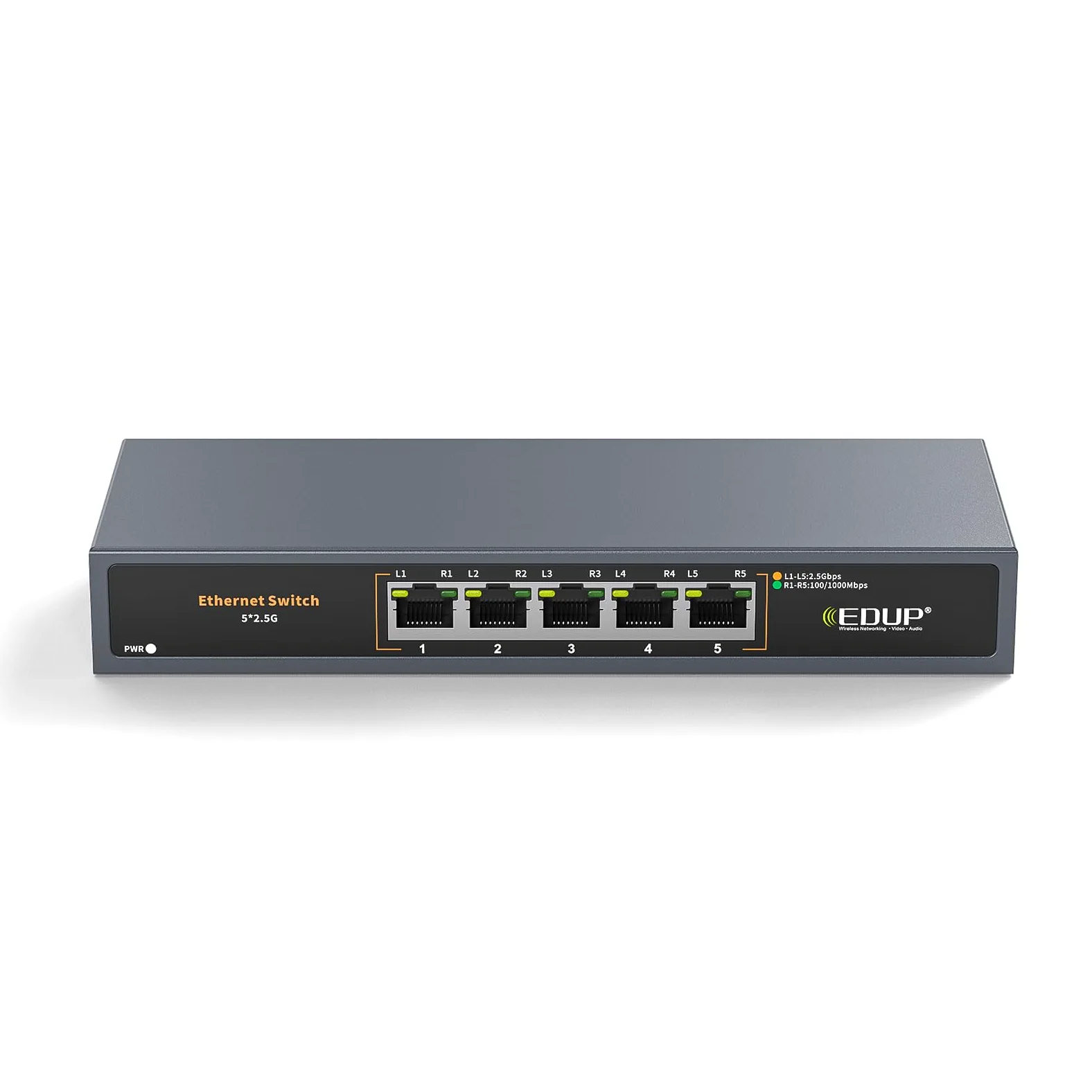 Commutateur Ethernet 2,5 Gigabit, 5 ports, commutateur Ethernet multi-gigabit, non géré, sans ventilateur, Plug & Play, répartiteur réseau fiable, idéal pour les jeux, NAS, PC, silencieux, bureau
