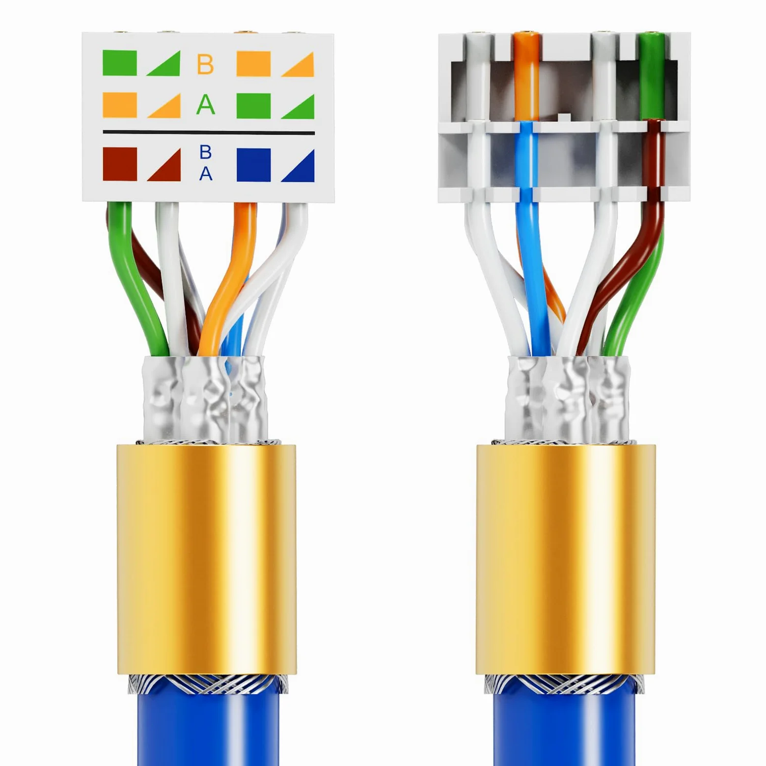 HB-DIGITAL Lot de 8 connecteurs CAT 8 RJ45 pour câble de pose Ethernet LAN rigide – Montage sans outil STP entièrement blindé avec contacts plaqués or 50 µ Connecteur haute vitesse 40 Gbit/s