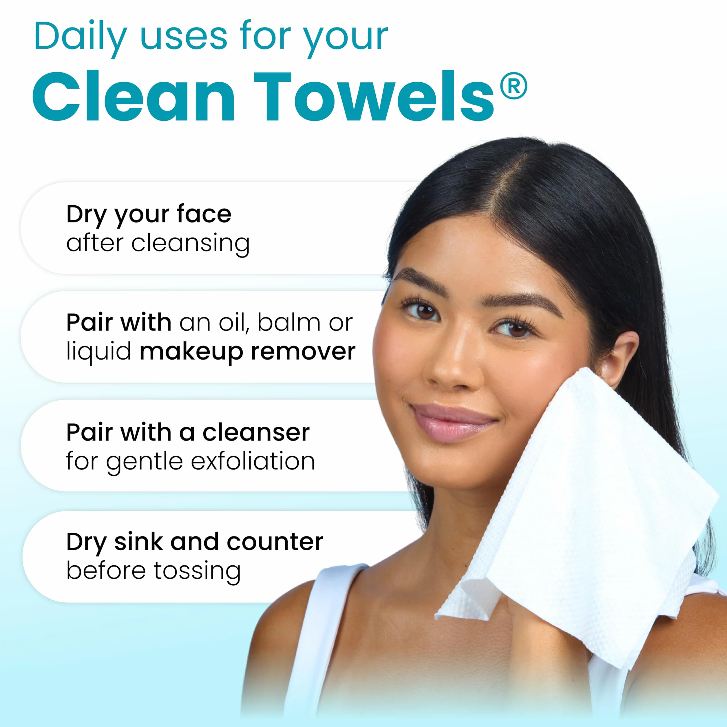 CLEAN SKIN CLUB Blemish Control Clean Towels XL lingettes exfoliantes visage 50 pièces