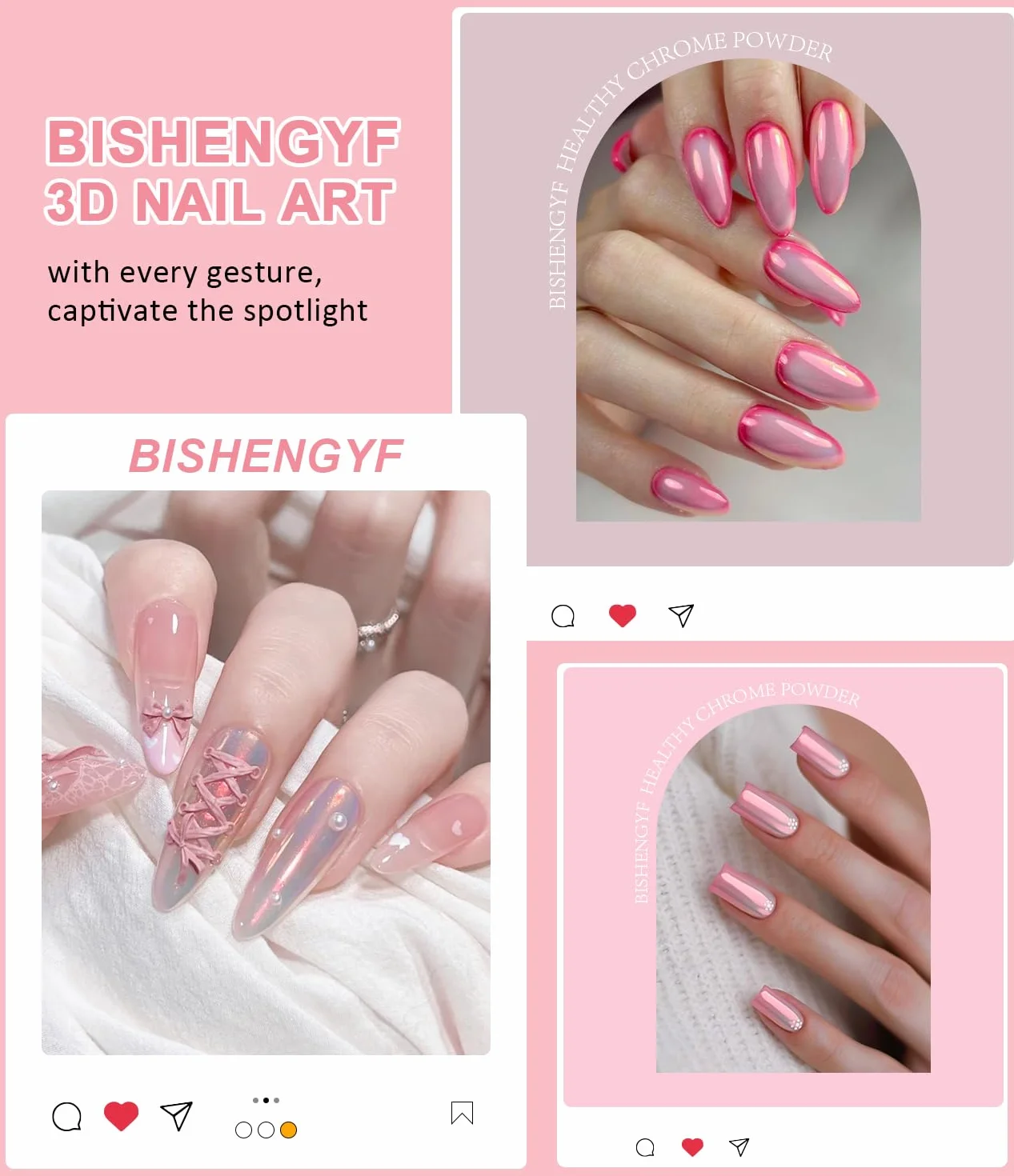 Poudre Chrome Ongle Nacrée Rose Effet Féerique Aurora Blanche Perle Chrome Ongle Effet Glace Transparente Paillettes Ongles Effet Miroir Nail Art DIY