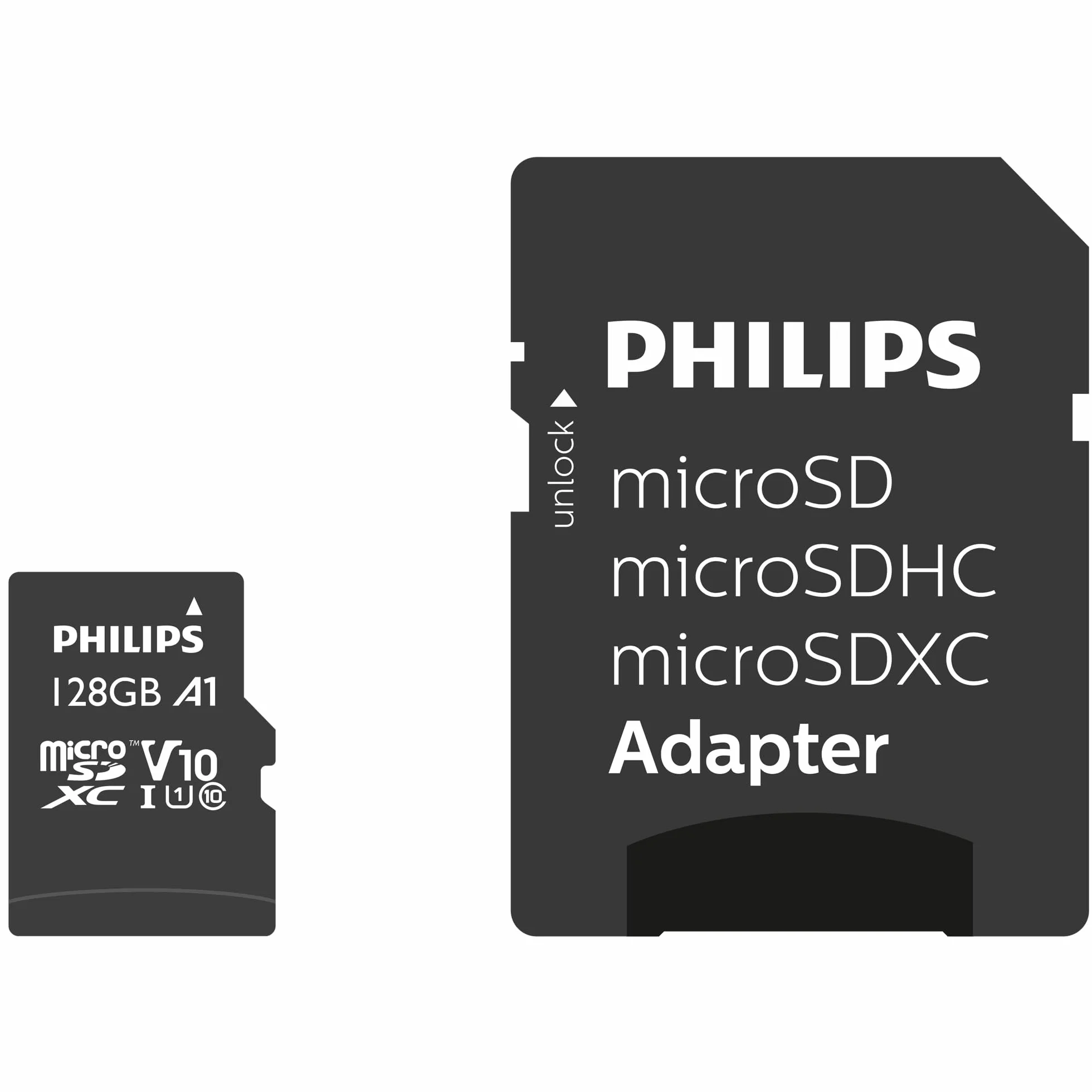 Philips Carte microSDXC 128 Go UHS-I U1 A1 V10 Lecture 80 Mo/s