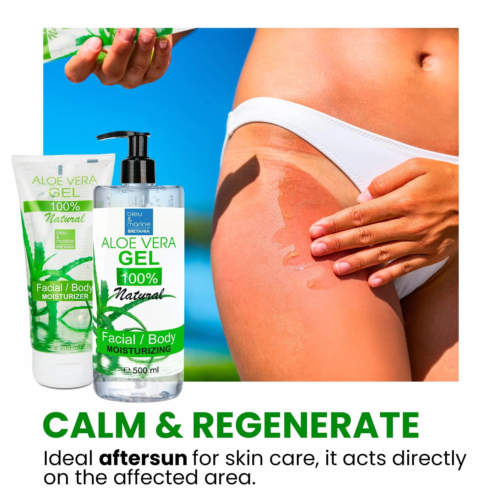 Gel d'Aloe Vera 100% Naturel Hydratant Visage Corps 1000 ml