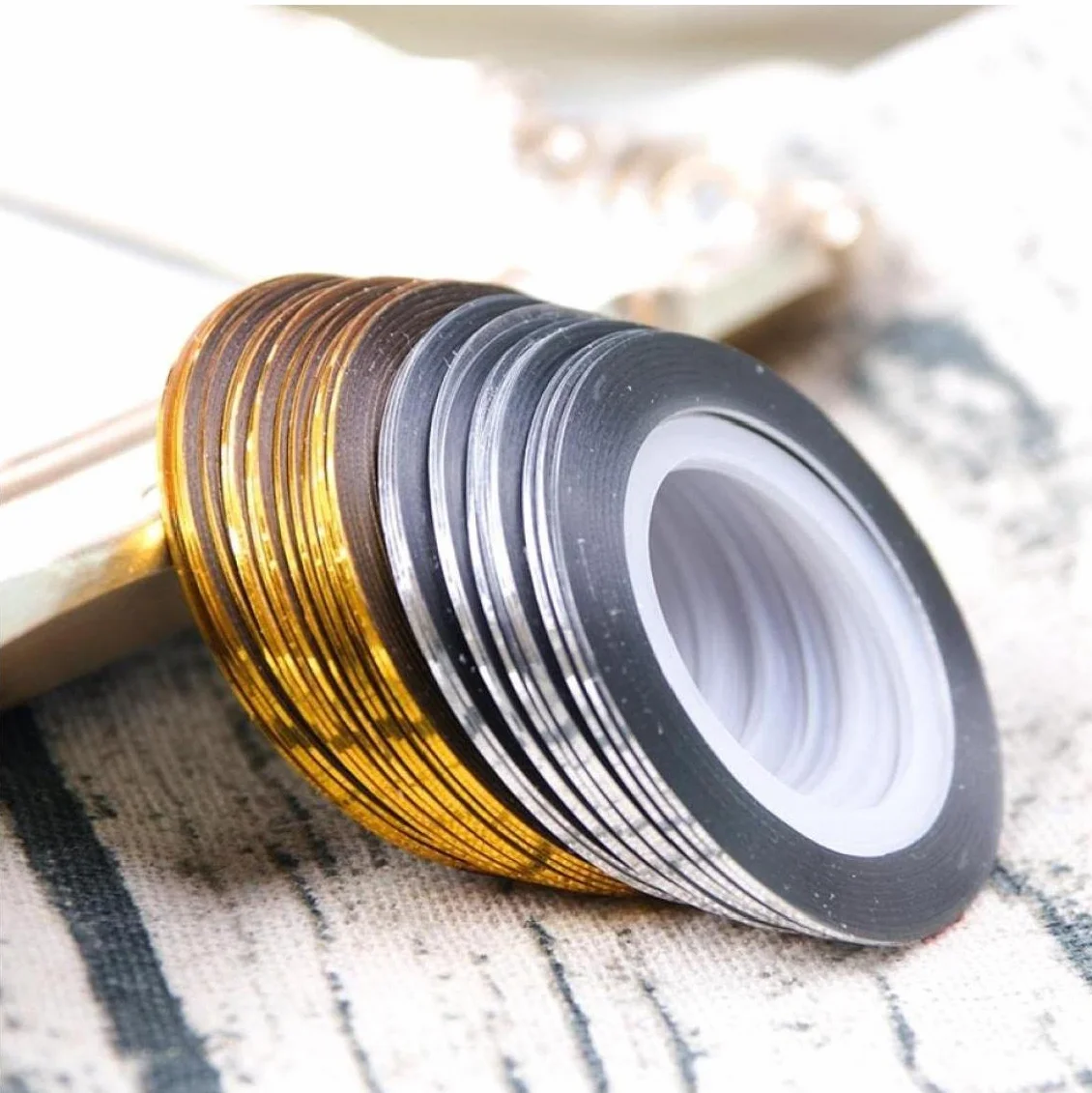 Zonster Bande Autocollants Ongles Doré Argenté 20 Rouleaux 0.1mm Manucure Décoration