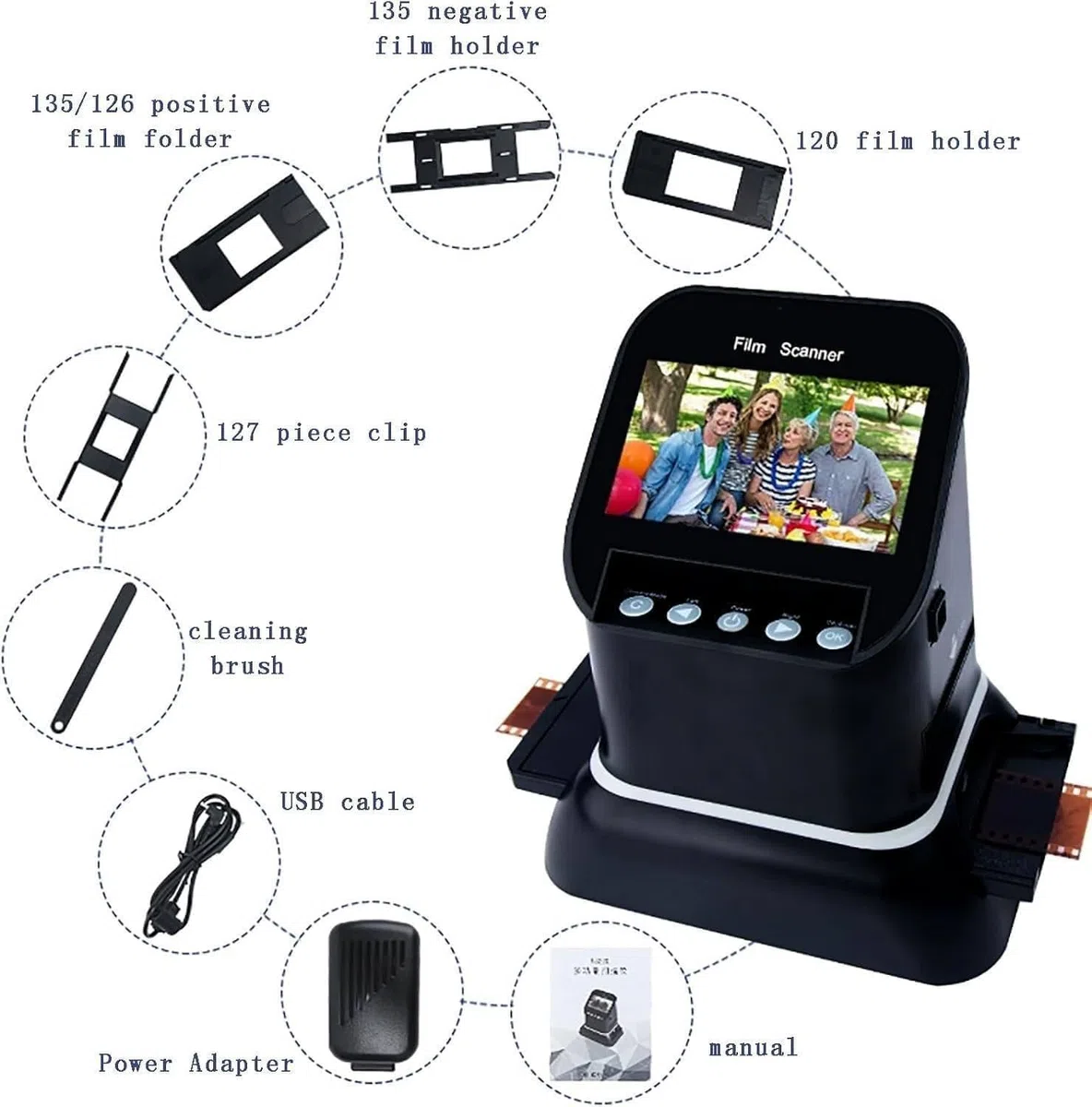 Scanner de Diapositives, USB/SD, écran LCD 4,3 Pouces, convertisseur de Film numérique 1080p, Prend en Charge Les Fonctions d'aperçu, de Lecture et d'édition d'images