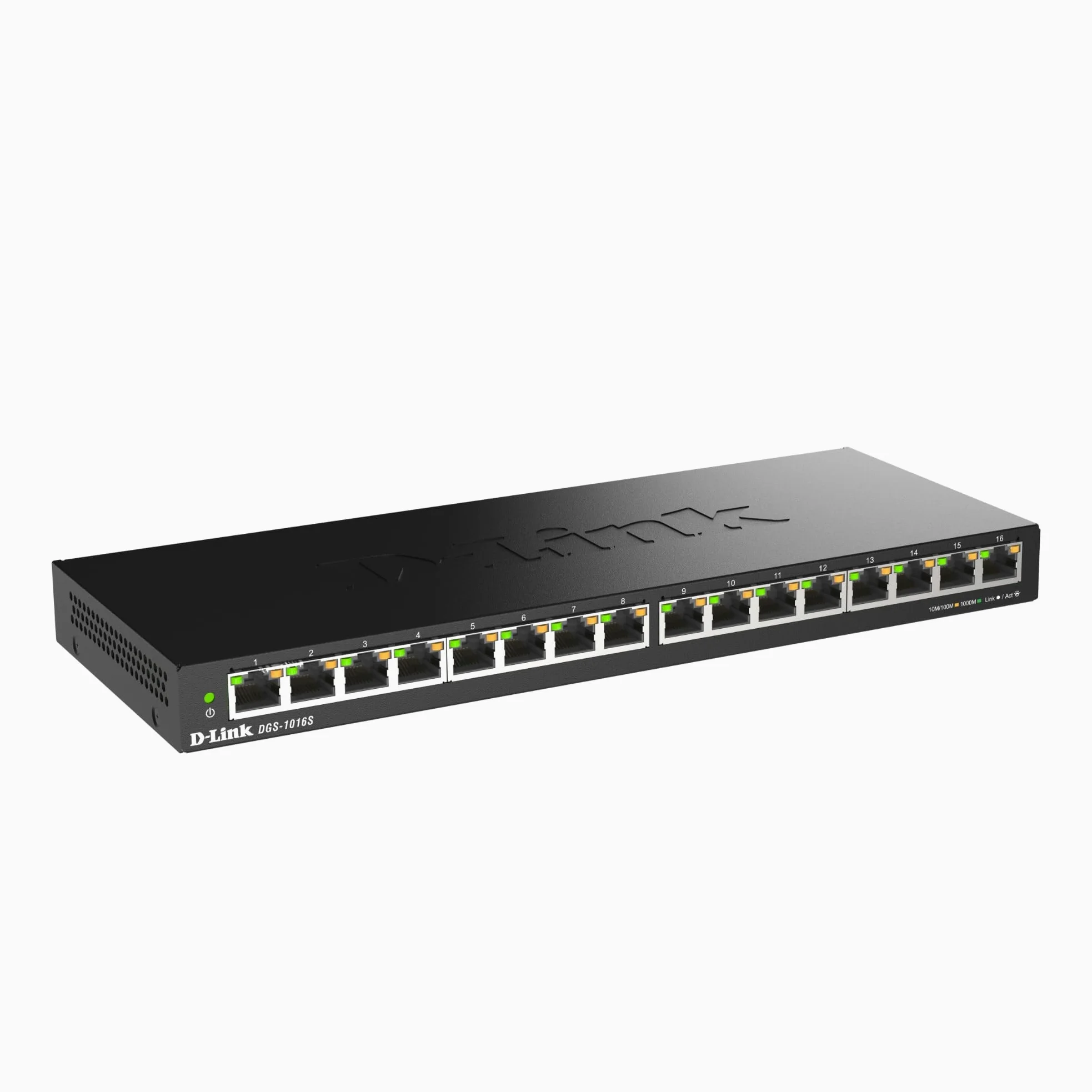 D-Link DGS-1016S Switch non administrable 16 ports Gigabit sans ventilateur à profil bas idéal sur bureau ou au mur - QoS 802.1p