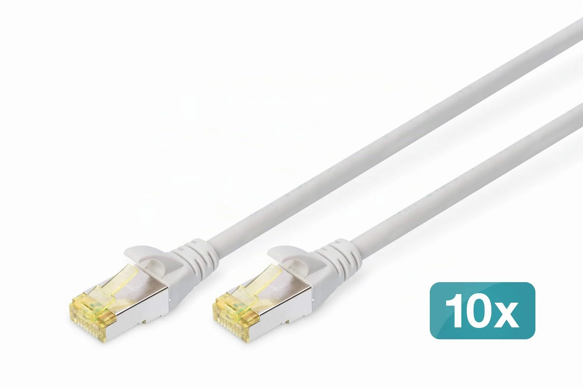 DIGITUS Câble LAN Cat 6A 0,5m 10 pièces RJ45 S/FTP Blindé Gris