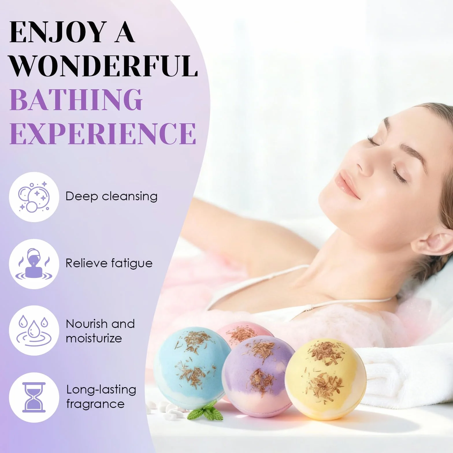 Coffret Boules de Bain Naturelles 100g x 4 - Bombe de Bain Moussante Cadeau