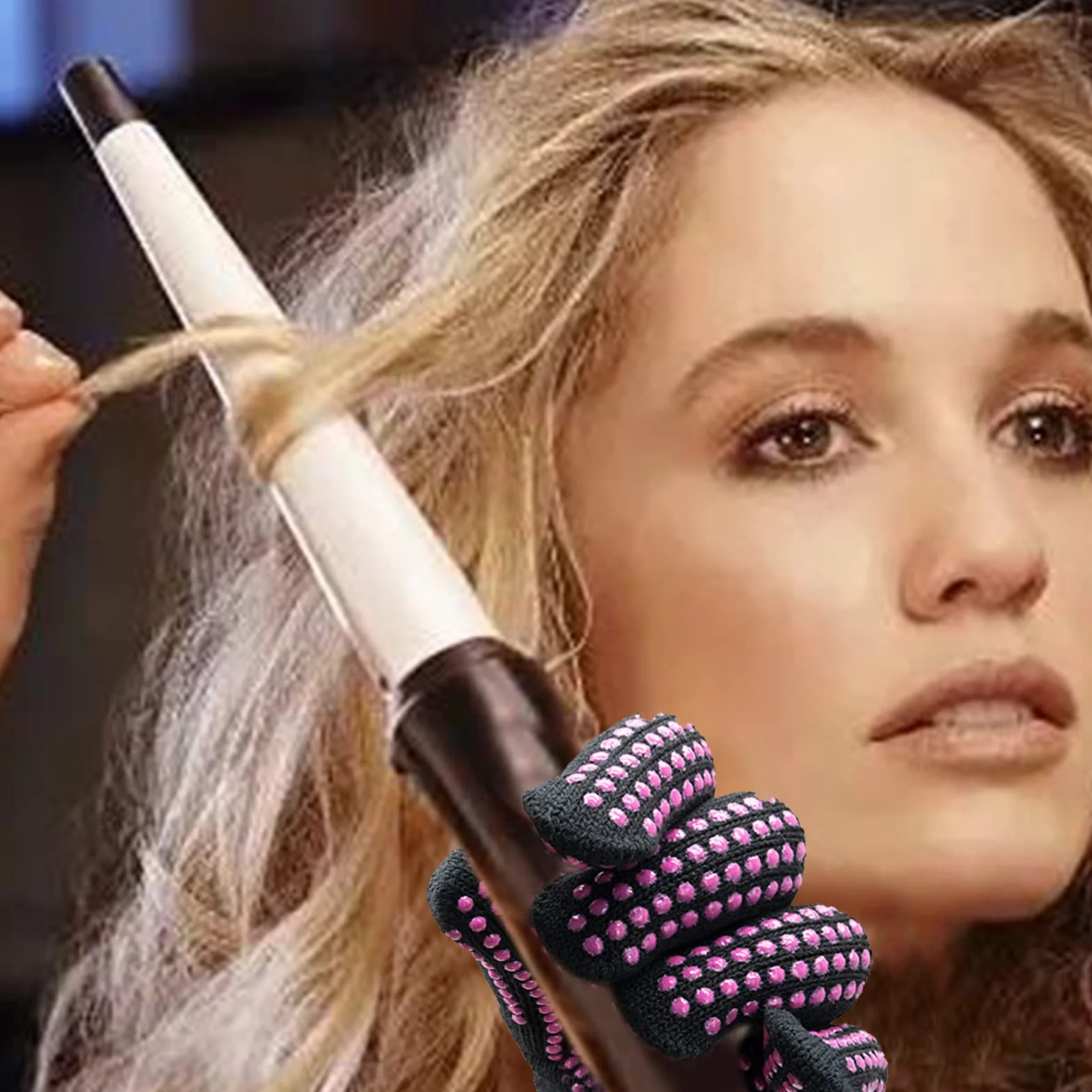 Gants de coiffure résistants à la chaleur avec picots en silicone pour fer à friser et fer plat