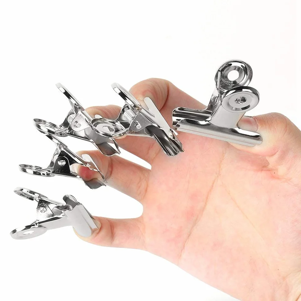 Pinces à Ongles en Acier Inoxydable Argent Courbe pour Extension d'Ongle Nail Art Clips 5 Pièces