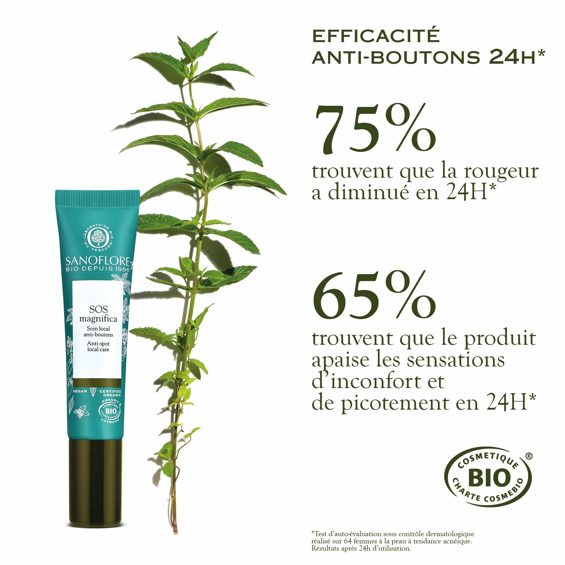 Sanoflore SOS Magnifica Soin Local Anti-Boutons Certifié Bio Menthe Poivrée 15 ml