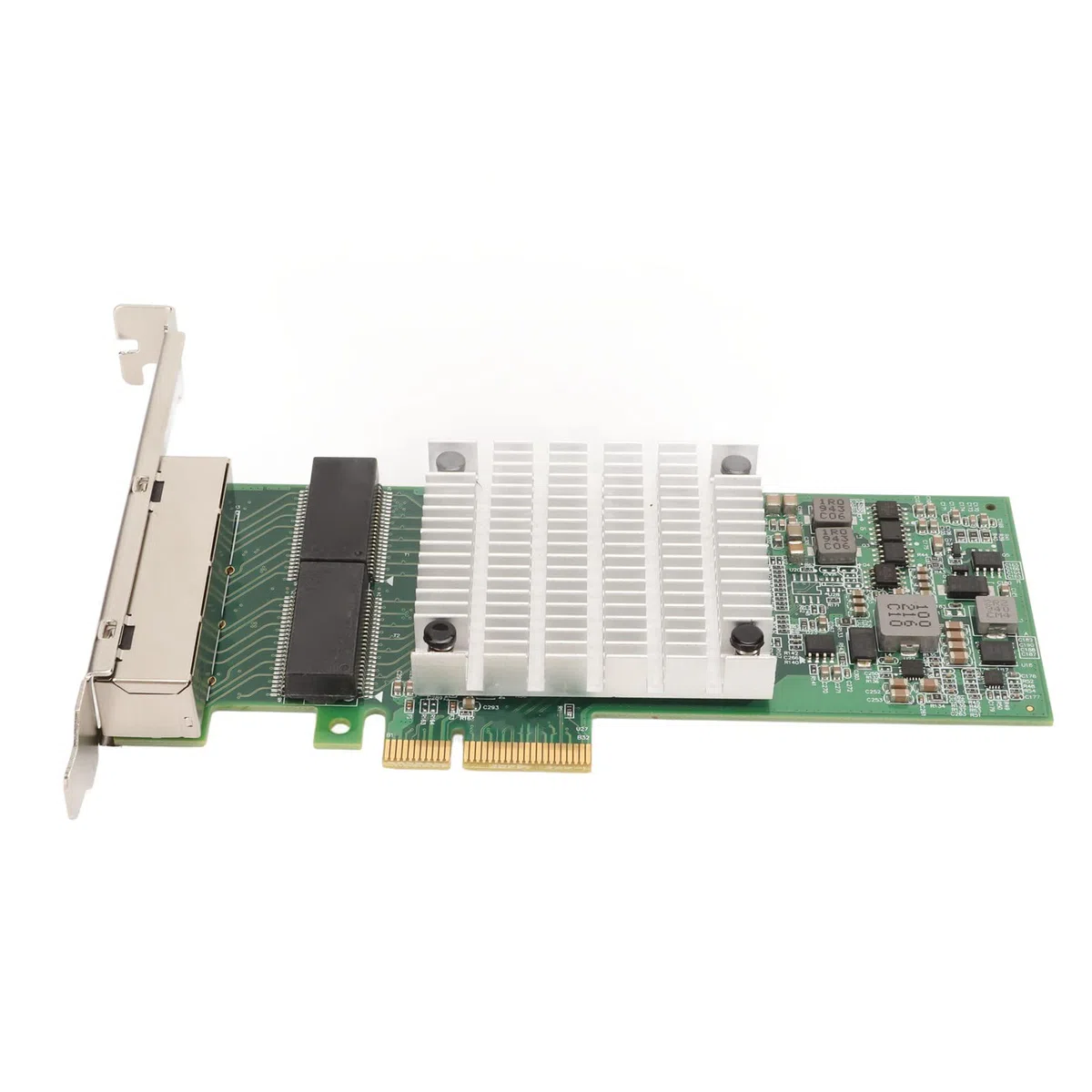 ASHATA Carte WiFi PCIEx4 à Puce Intel I350, 4 Ports Gigabit, Grand Dissipateur de Chaleur, Carte Ethernet D'interface RJ45 pour Ordinateurs de Bureau avec Broches Dorées