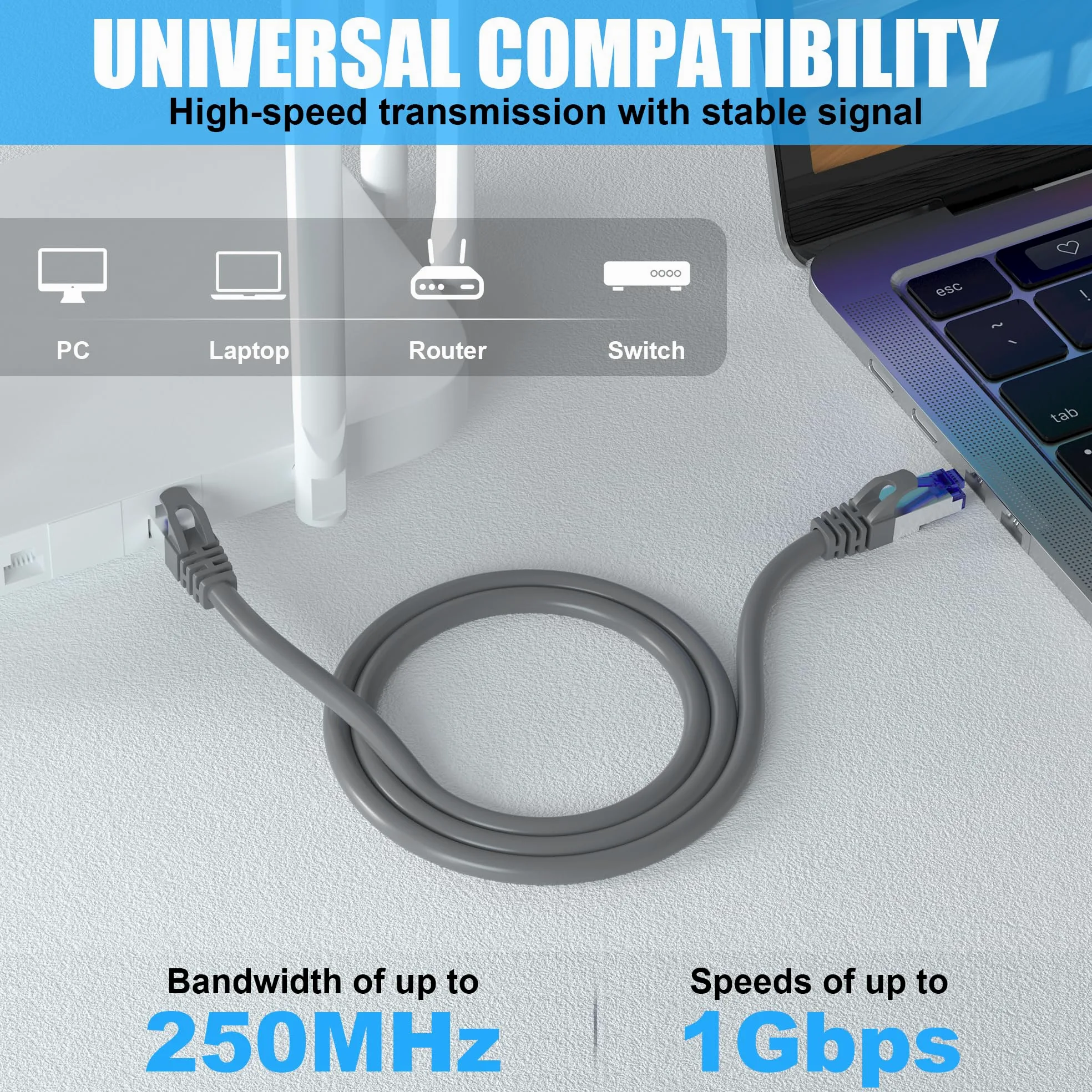 Câble Ethernet Cat 6 d'extérieur de 100 m (20 RJ45), câble Ethernet blindé 23 AWG Cat 6 en vrac, FTP, étanche, enfouissement direct, dans la terre, résistant aux UV, réseau, LAN, Internet, câbles Cat6