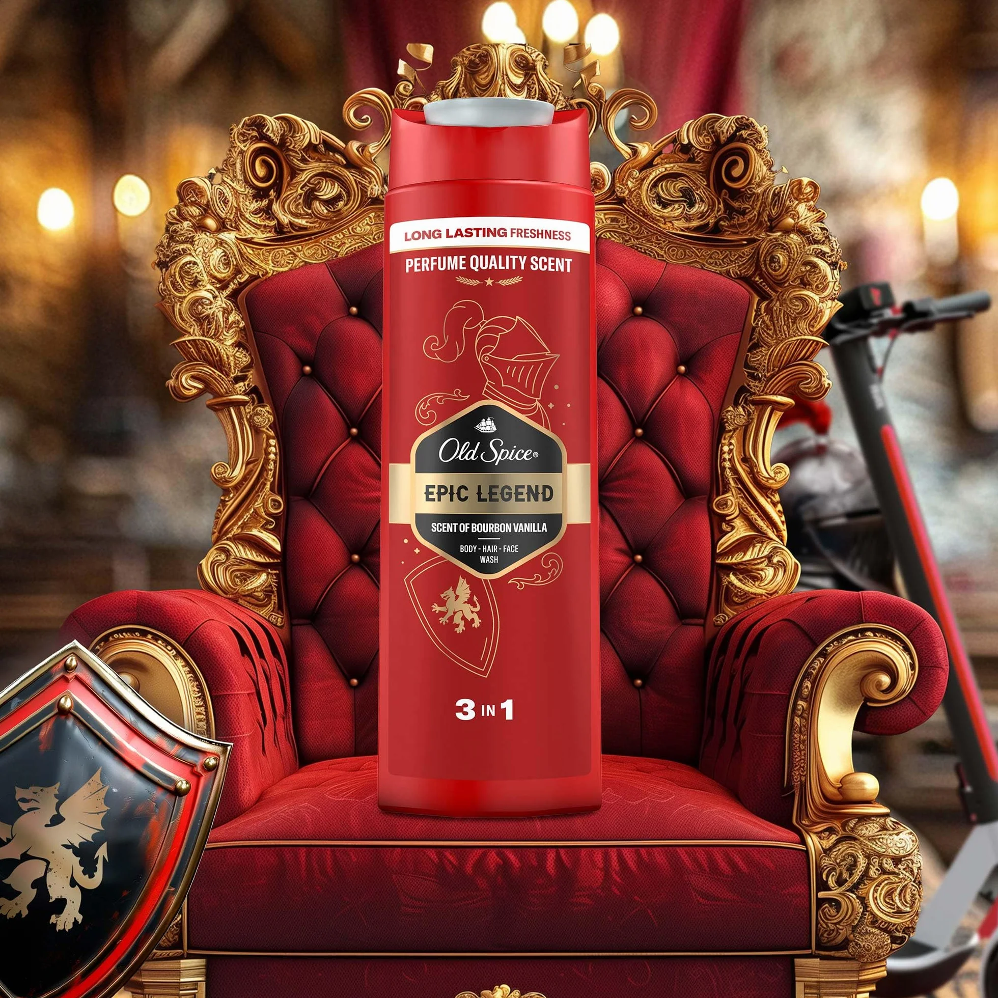 Old Spice Epic Legend Gel douche 3 en 1 pour homme 400 ml cheveux visage corps fraîcheur longue durée