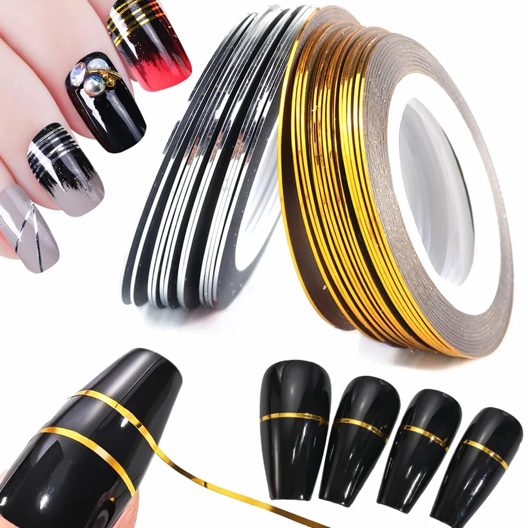 Ruban à rayures à ongles, autocollant nail art, décoration ongle bricolage 20 pièces