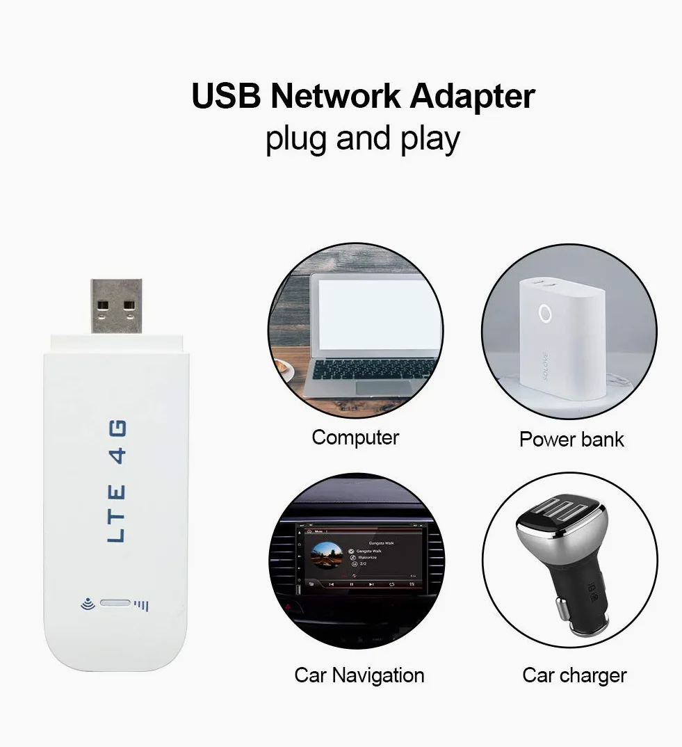 Adaptateur réseau USB WiFi Dongle 4G LTE USB Network Adaptateur Mini WLAN Hotspot Blanc