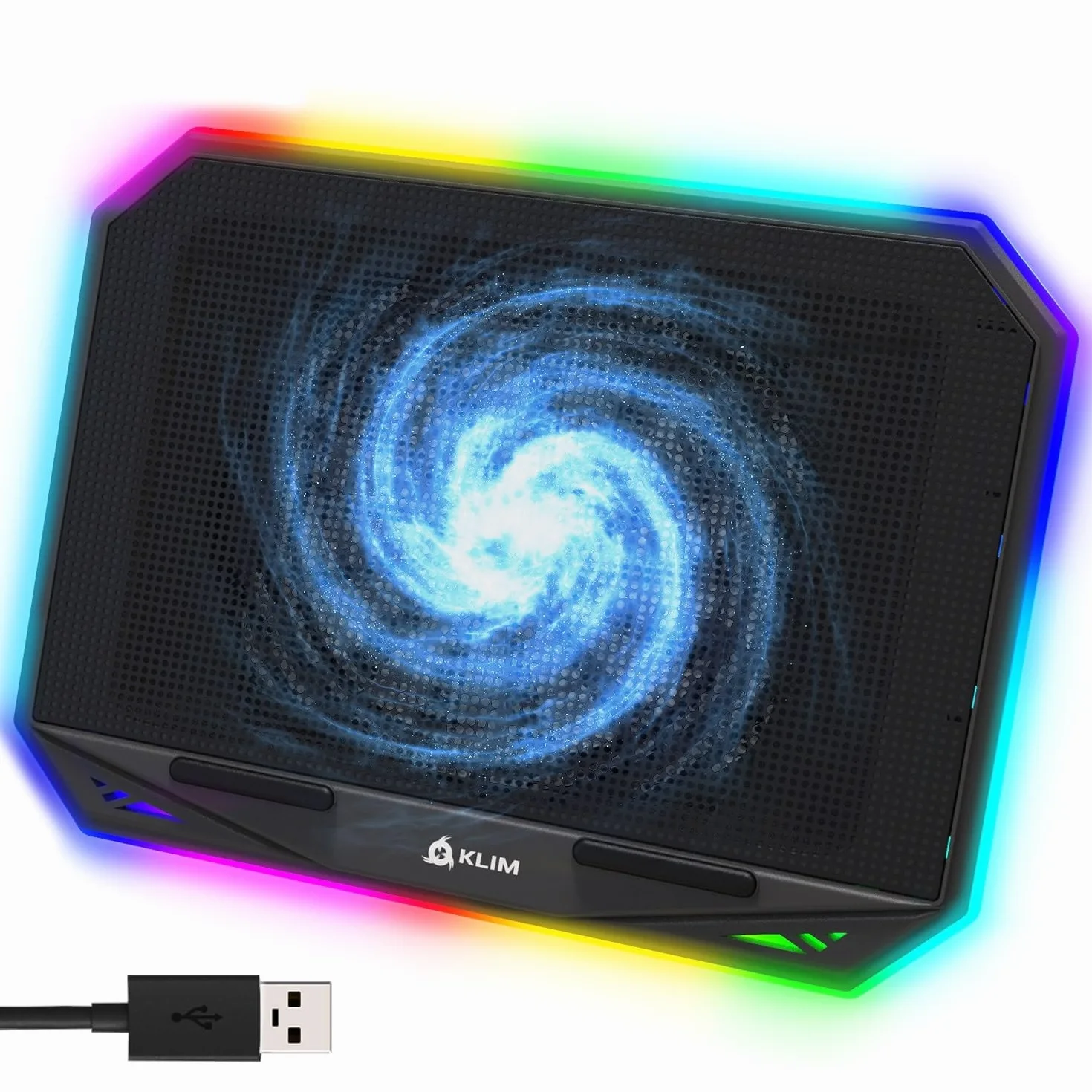 KLIM K21 Support PC Portable Ventilé Gamer 11"-17" RGB Refroidisseur Compatible Mac PS4