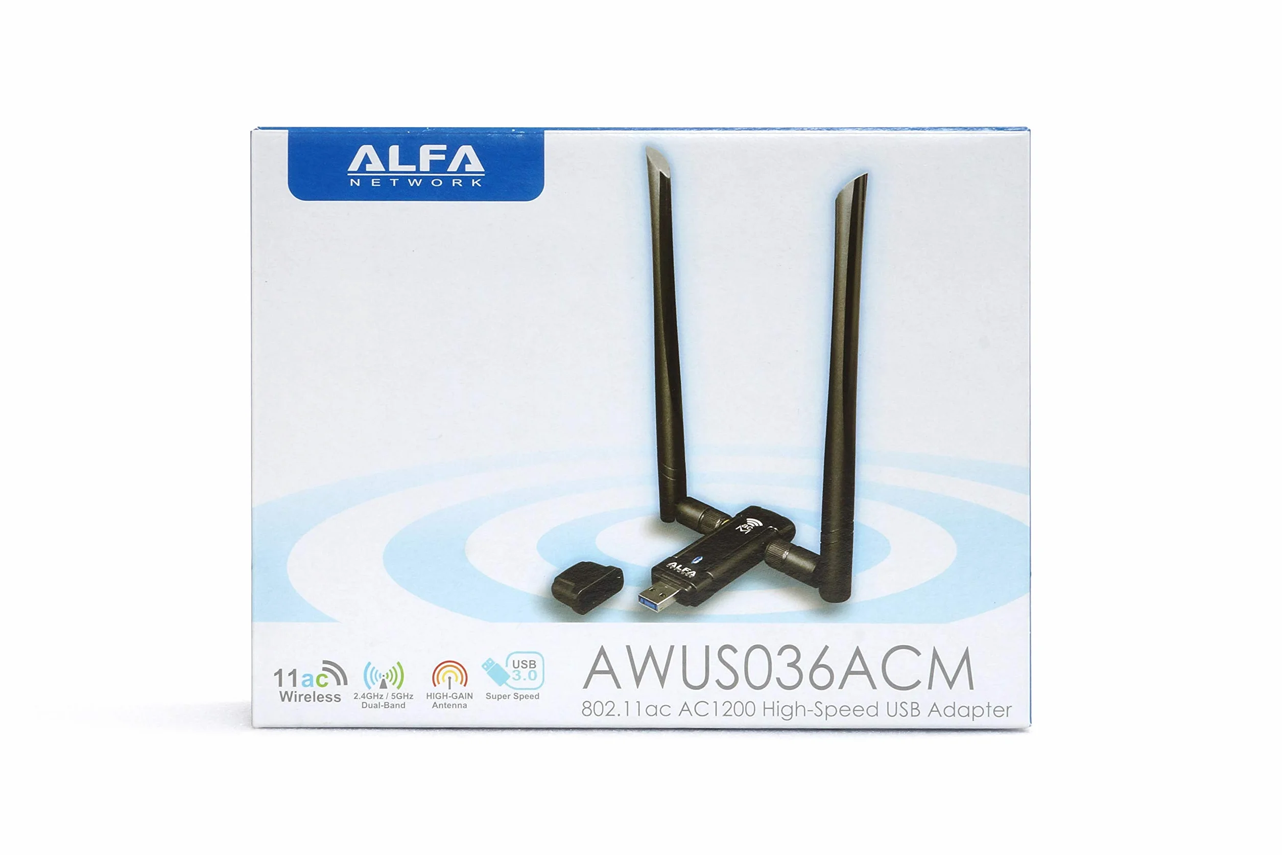 ALFA Network Adaptateur Wi-FI sans Fil à Double Bande de Couverture à Longue portée AC1200 USB avec antenne Externe Haute sensibilité - Windows, MacOS et Kali Linux Soutenu