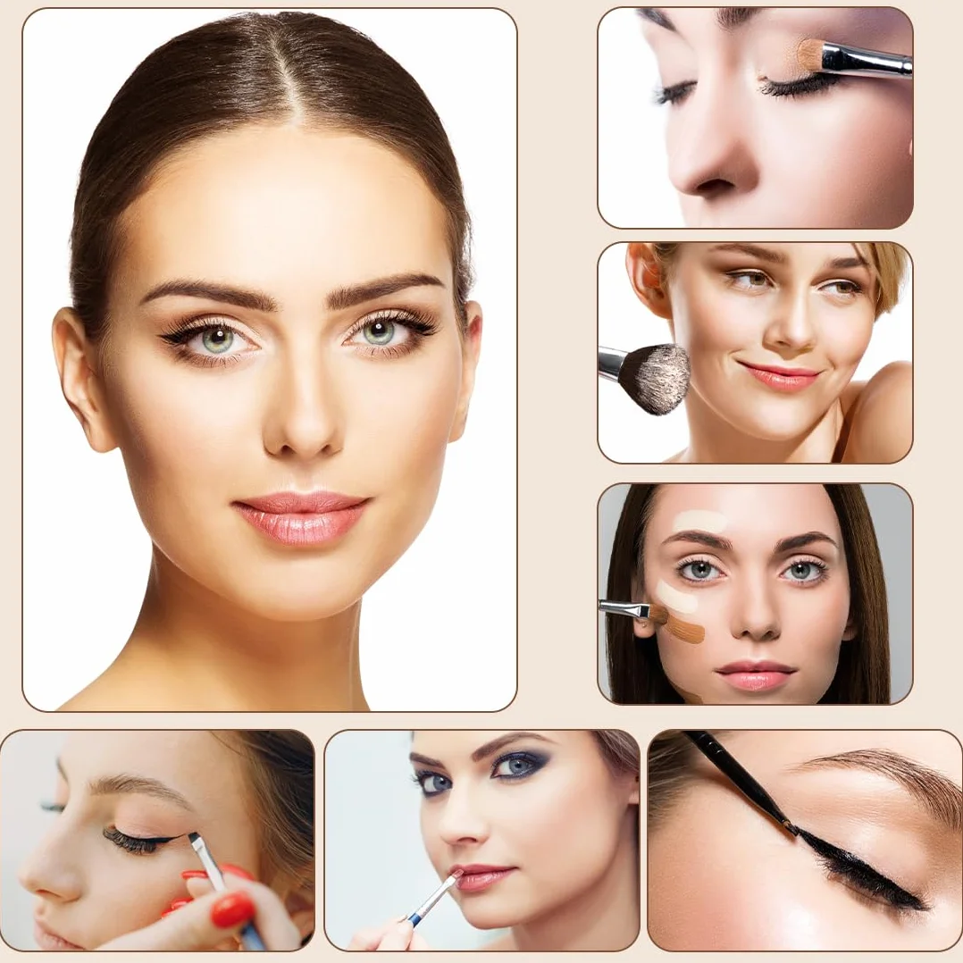 Pinceau Maquillage Set 15pces, pinceaux maquillage pour fond de teint poudre blush