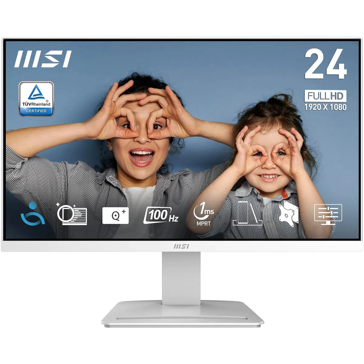 MSI Pro MP2412W Écran Bureautique 23.8" Full HD - Dalle VA 1920x1080, 100Hz, Confort Oculaire, Montable VESA, Haut-Parleurs Intégrés, Supporte Display Kit, Inclinaison Réglable - HDMI 1.4b, DP 1.2a