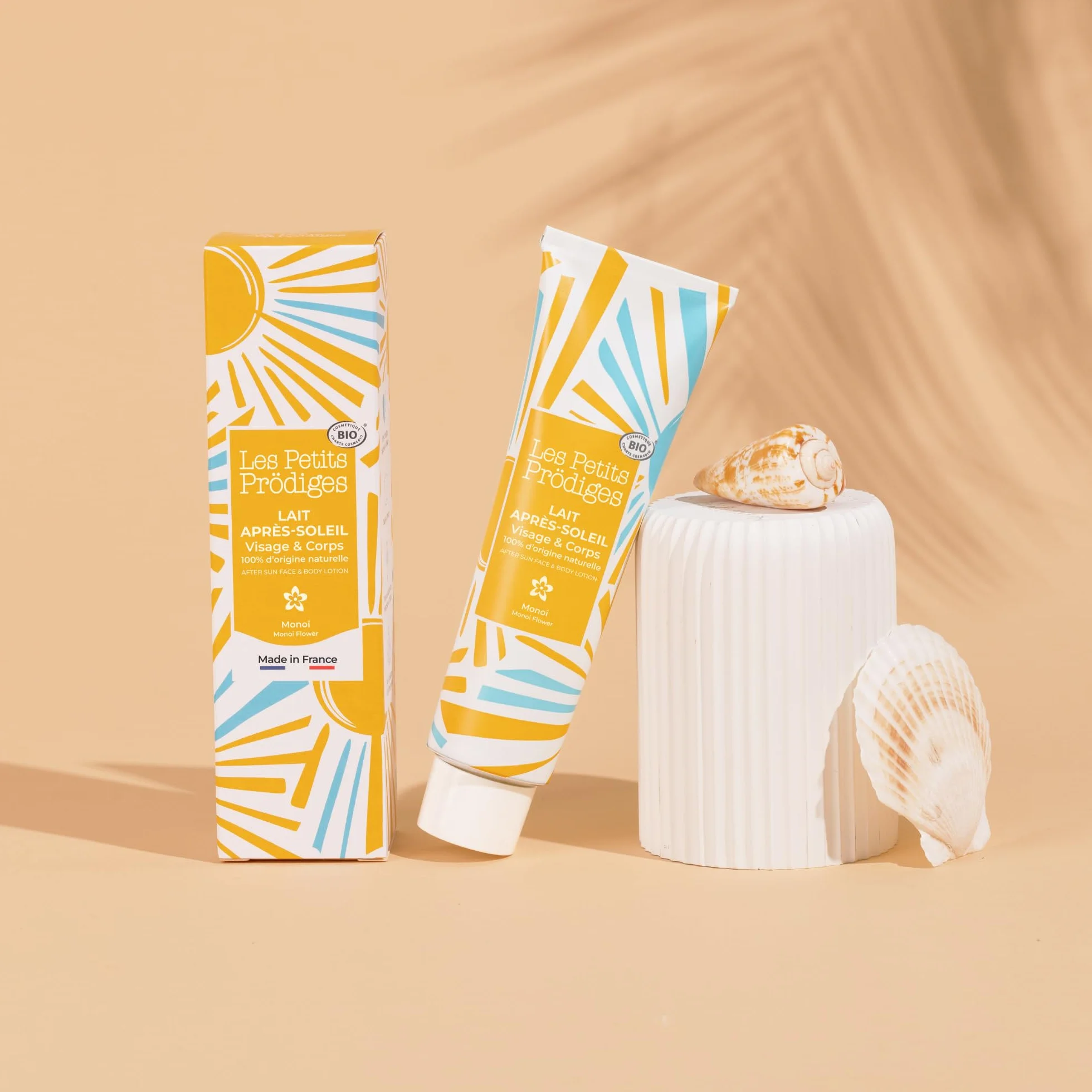 LES PETITS PRODIGES Lait Après Soleil Visage & Corps Senteur Monoï 100ml Bio Aloe Vera Tube Aluminium recyclable Fabriqué France