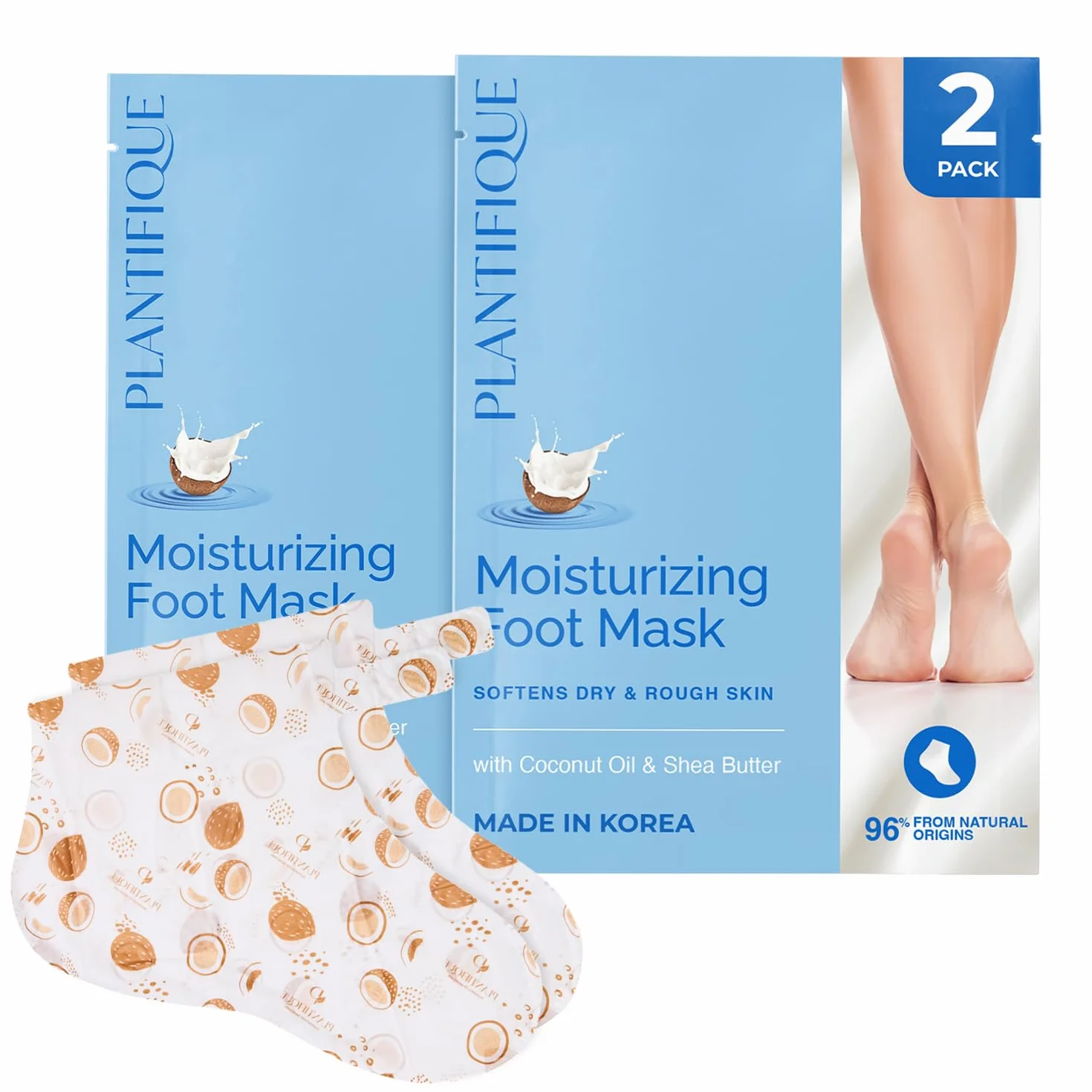 PLANTIFIQUE Masque Soin Pied Crème Talons Très Secs Abîmés Chaussette Hydratante 2 Paires