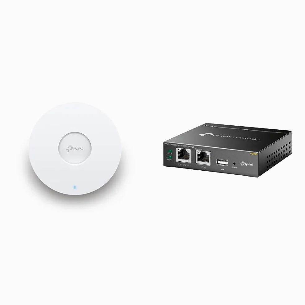 TP-Link Contrôleur OC200 + TP-Link Omada EAP653 Point d'accès WiFi 6 AX3000 planfonier, 1 port Ethernet Gigabit support PoE+, Itinérance transparente, Omada Mesh