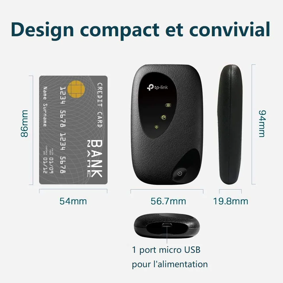 TP-Link Routeur 4G M7000, Modem 4G Mobile WiFi, Box 4G débit 150Mbps, Hotspot 4G, Batterie Rechargeable de 2000mAh, Partage WiFi jusqu'à 10 appareils, Déverrouillé Compatible Toute SIM