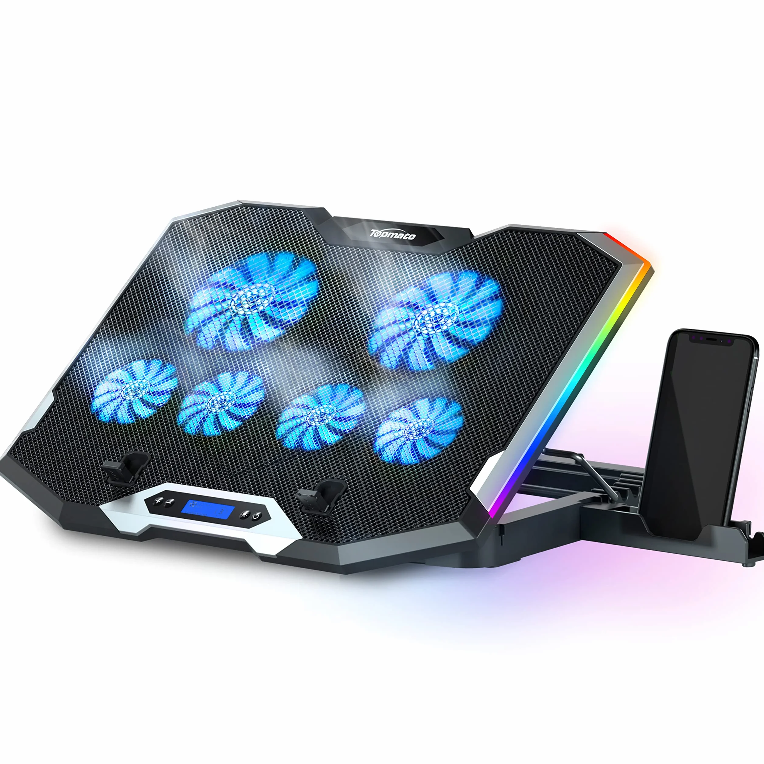 TopMate C11 Laptop Cooling Pad RGB Lighting Cooler Fan 6 Fans 11-17.3"