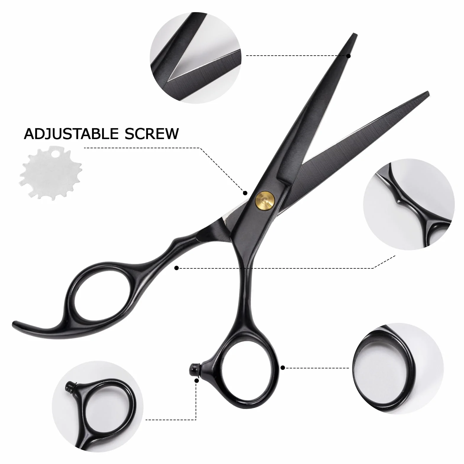 Ciseaux Coiffure Set Professionnel, Ciseaux à Effiler Hair Cutting Scissors Kit avec Cape, Peigne, Barrette pour Cheveux et Barbe