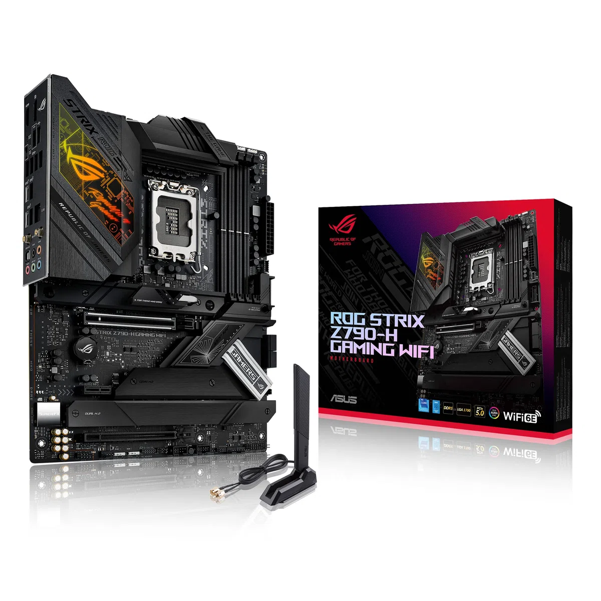 ASUS ROG STRIX Z790-H GAMING WIFI – Carte mère gaming Intel LGA 1700 ATX (DDR5, 16+1 DrMOS, 16 x PCIe 5.0, 4 x PCIe 4.0 M.2, WiFi 6E, USB 3.2 Gen 2x2 Type-C, Aura Sync RGB)