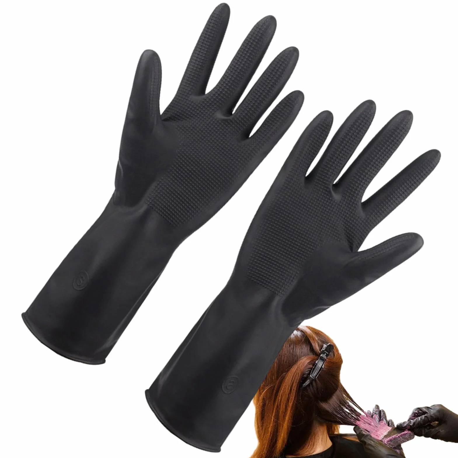 Gants de Teinture Cheveux Latex Professionnels Respirants Sans Poudre Antidérapants Tailles S M L