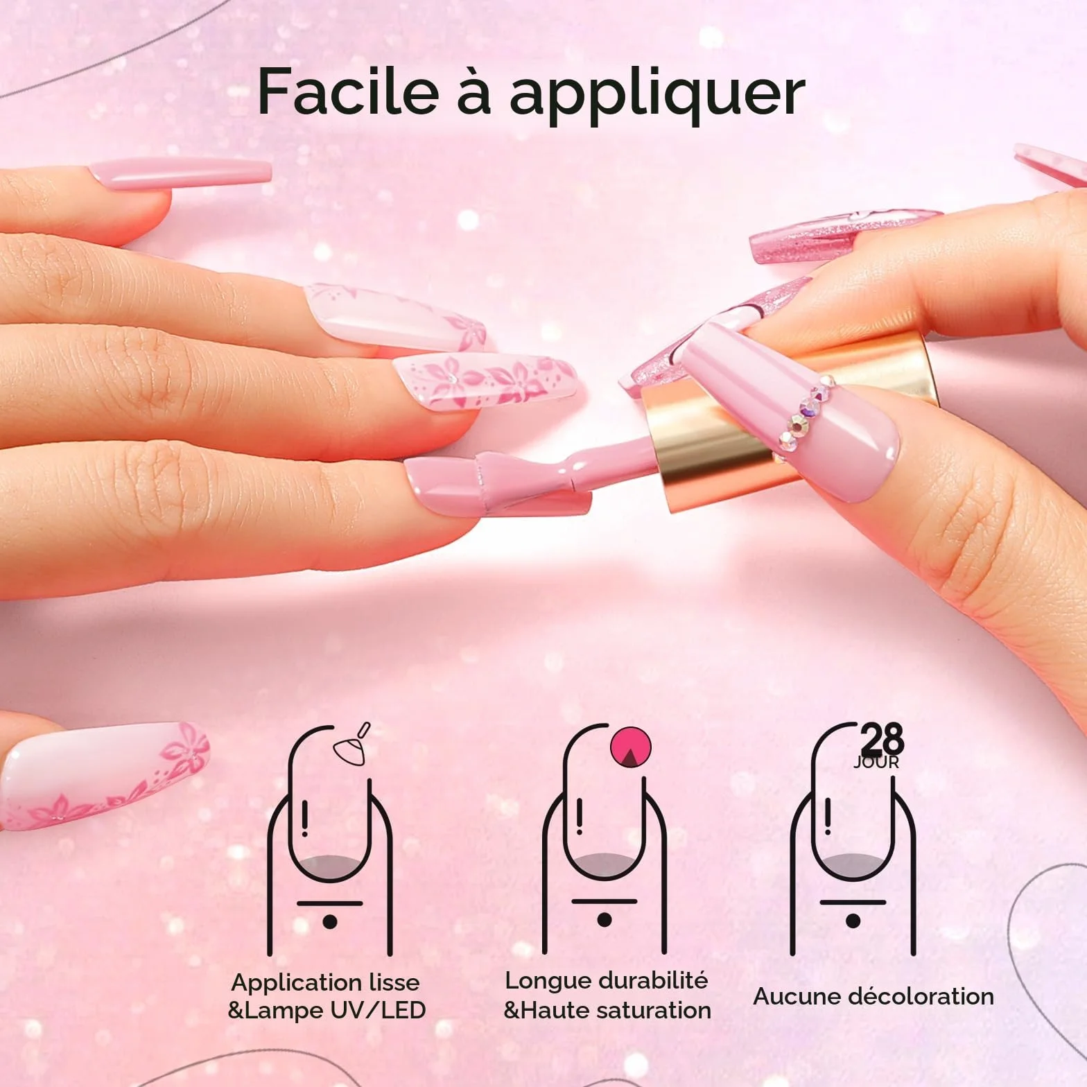 ROSALIND Vernis Semi Permanent 6 Couleurs Violet Avoine Rose Nude Pailleté Vernis à Ongles Soak Off UV LED Gel Nail Polish Kit
