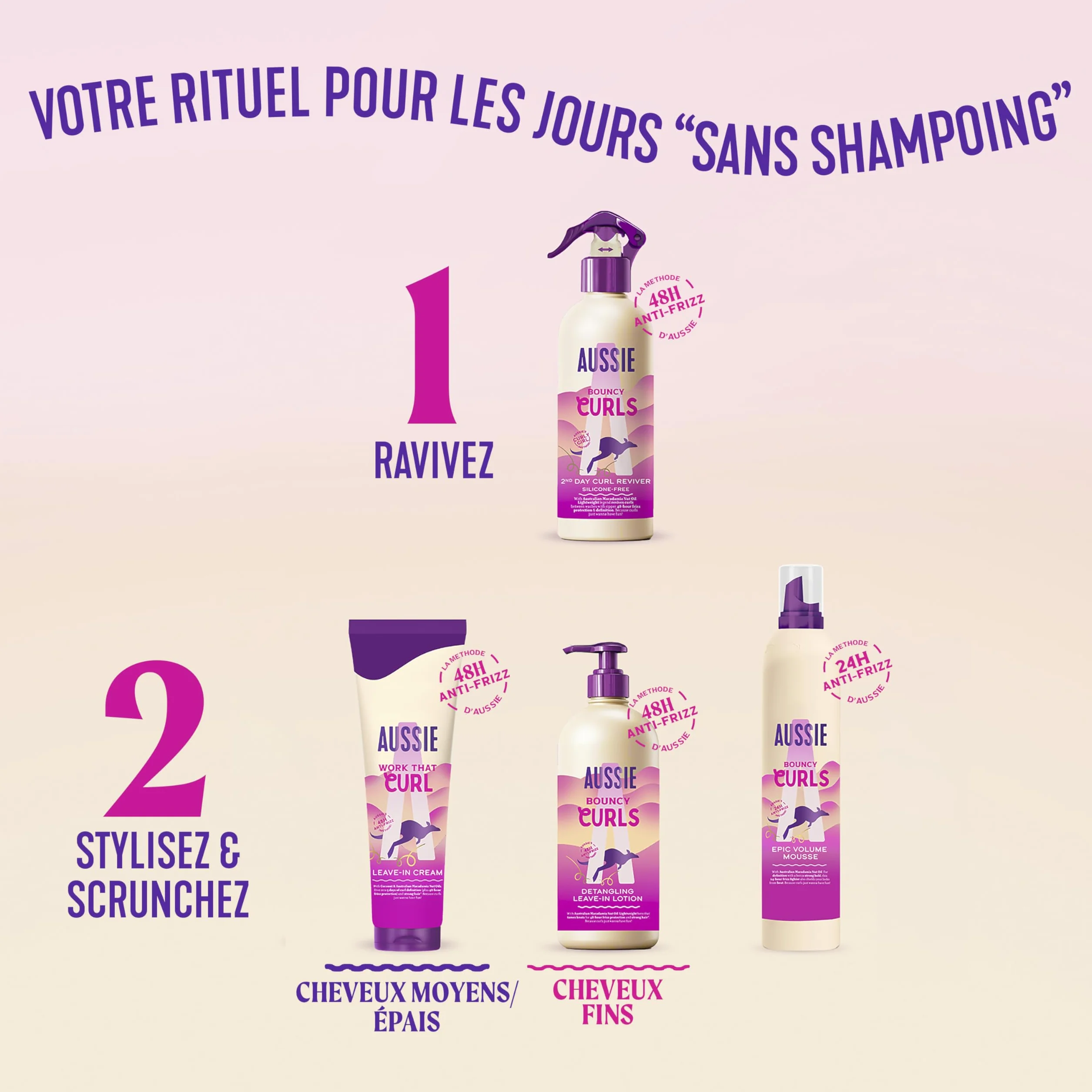 Aussie Bouncy Curls Après-Shampooing Hydratant 1000ml Cheveux Bouclés Ondulés Huiles Jojoba Coco Macadamia Végane