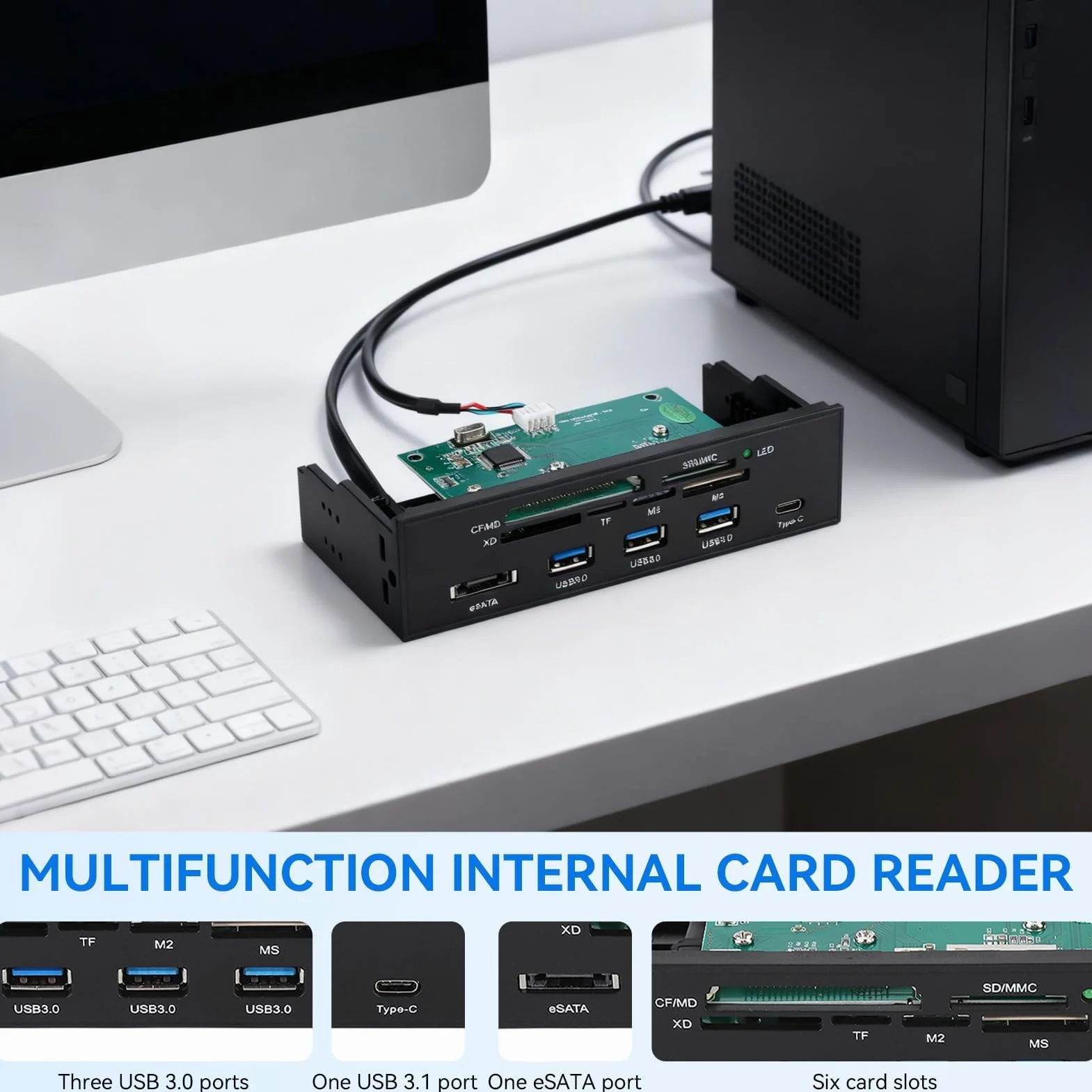 Lecteur De Carte Interne USB 3.0 5,25 Pouces Panneau Avant Tout-en-Un M2 SD MS XD CF TF