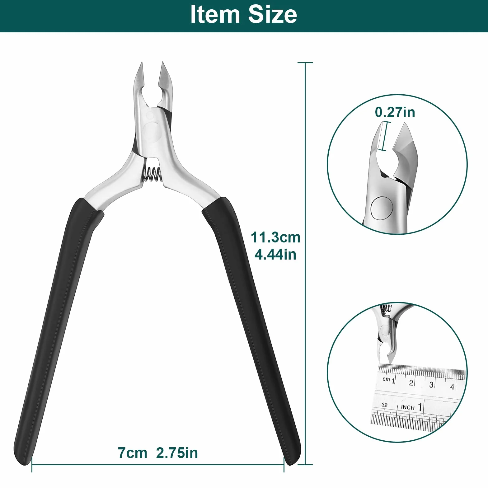 Pince à Cuticules Professionnelle Acier Inoxydable avec Silicone Poignée pour Manucure et Pédicure