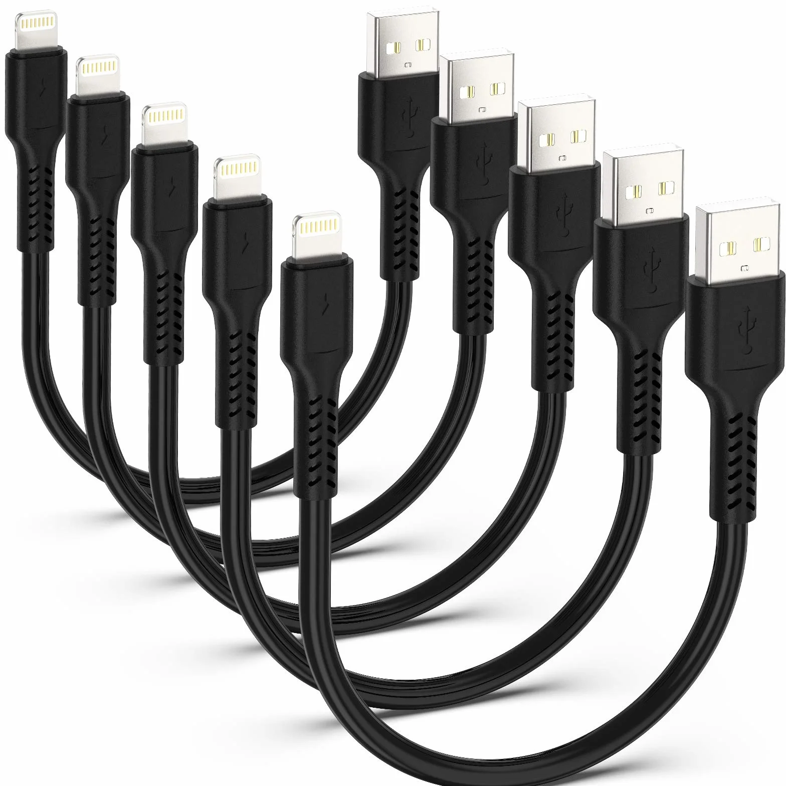 Lot de 5 Câble Lightning vers USB 20cm Charge Rapide pour iPhone - Noir