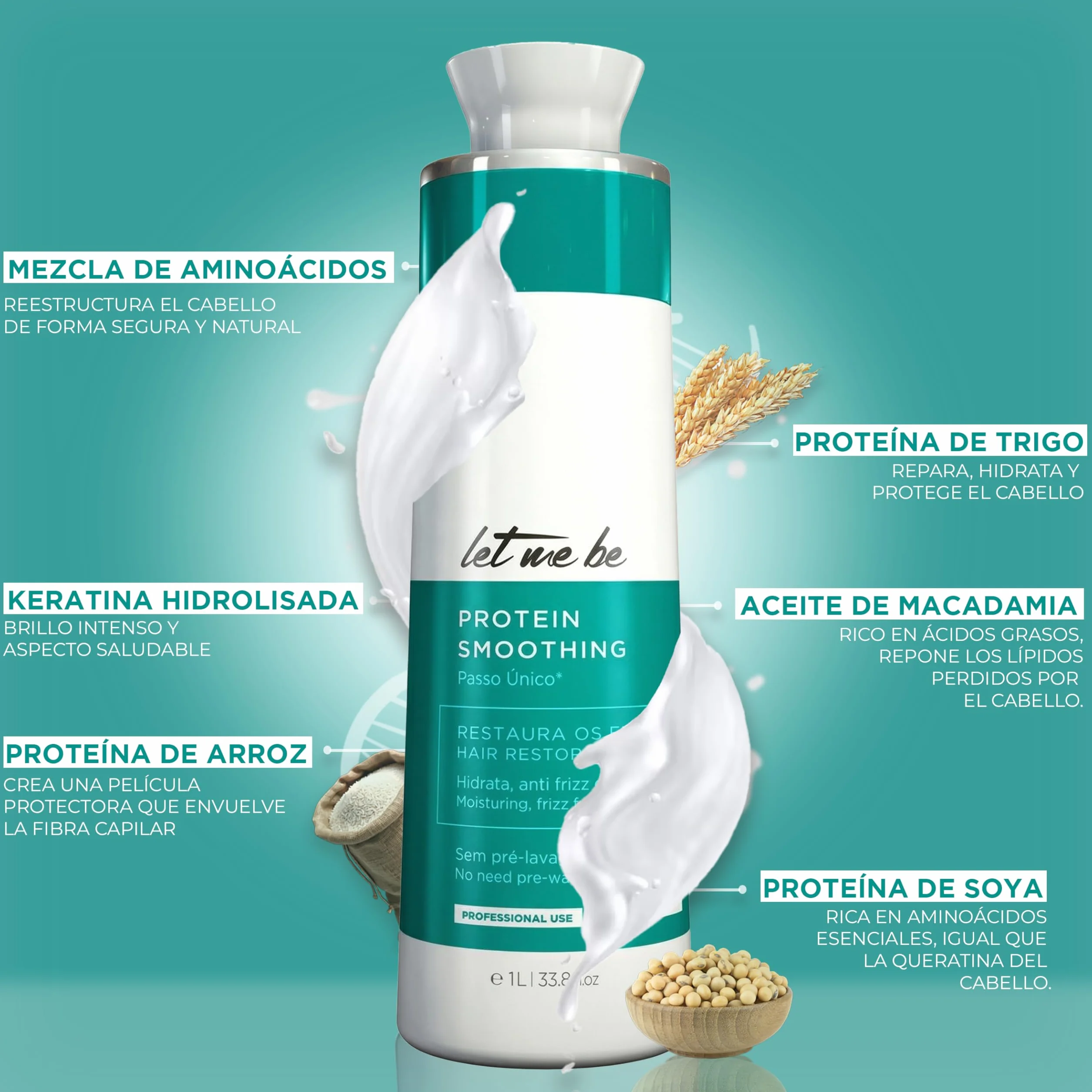 Let Me Be Protein Smoothing Lissage Bresilien Keratine 500 ml Anti-Frisottis Sans Formaldéhyde